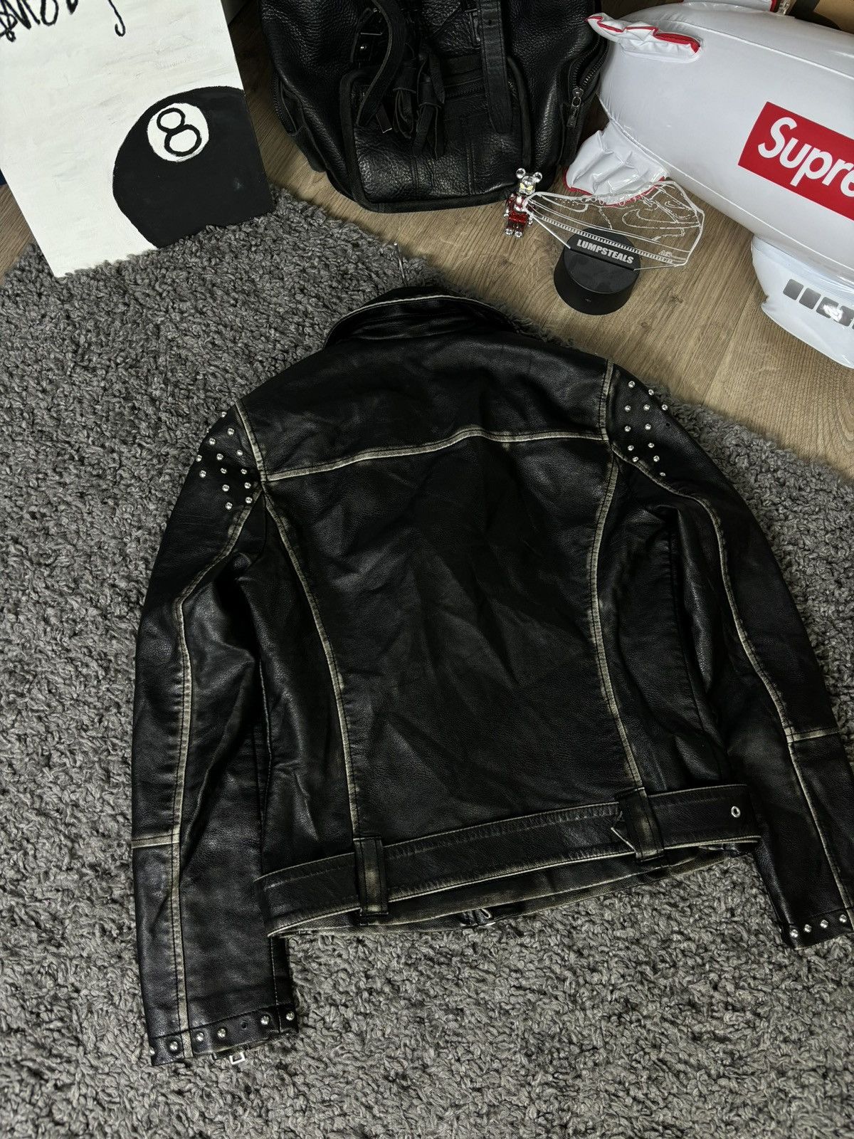 Vintage Vintage Y2K Leather Bomber Jacket 00s Avant Garde Distressed Size US S / EU 44-46 / 1 - 6 Thumbnail