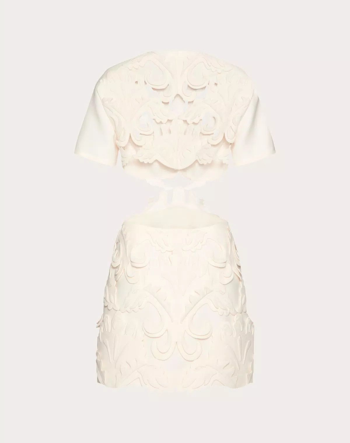 Valentino o1s1wg110426 Embroidered Crepe Couture Short Dress in Ivory Size XS / US 0-2 / IT 36-38 - 3 Thumbnail