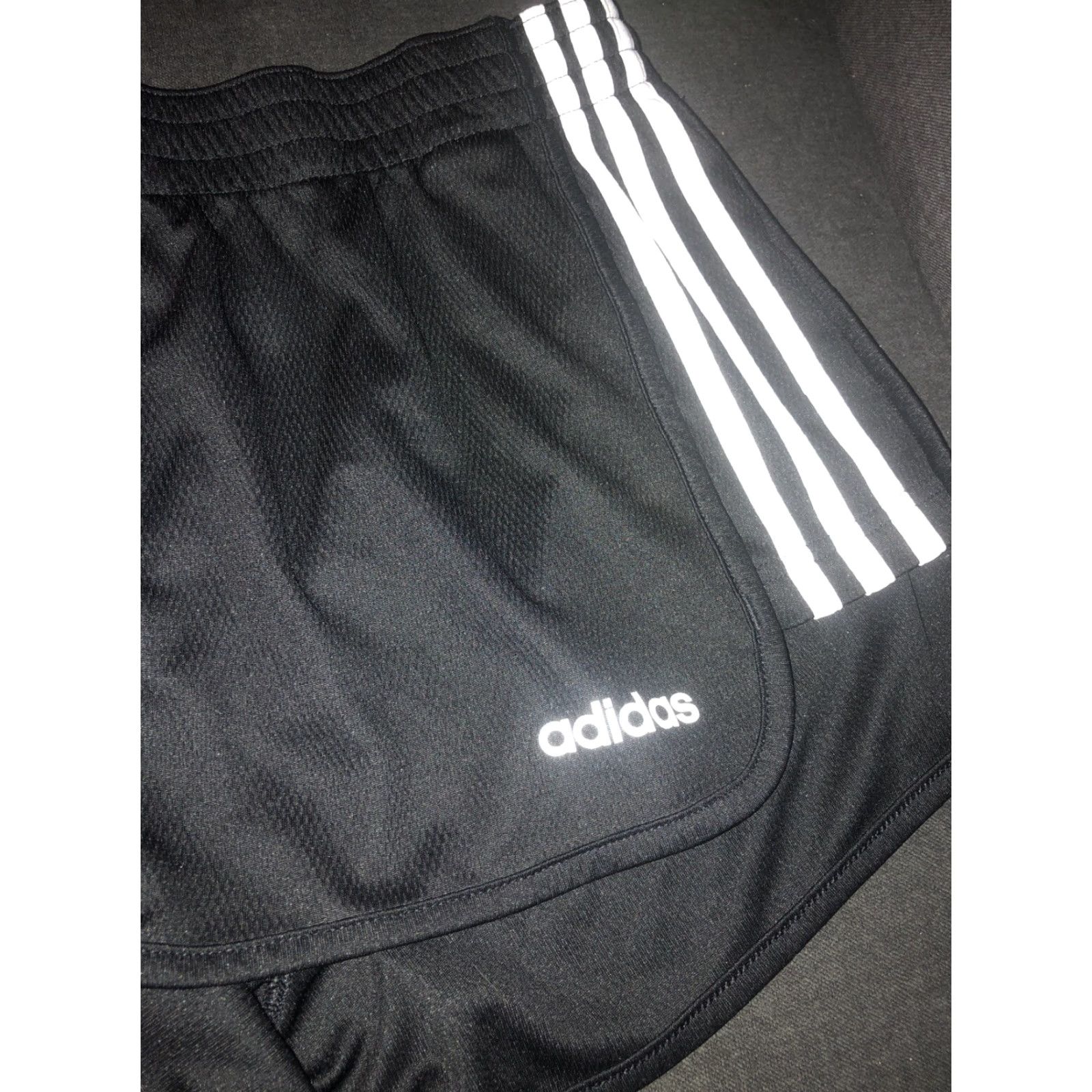 Adidas Womens adidas Athletic Running Shorts Size L Black Polyester Logo 3 stripe Athletic Womens Size 36" / US 14 / IT 50 - 2 Thumbnail