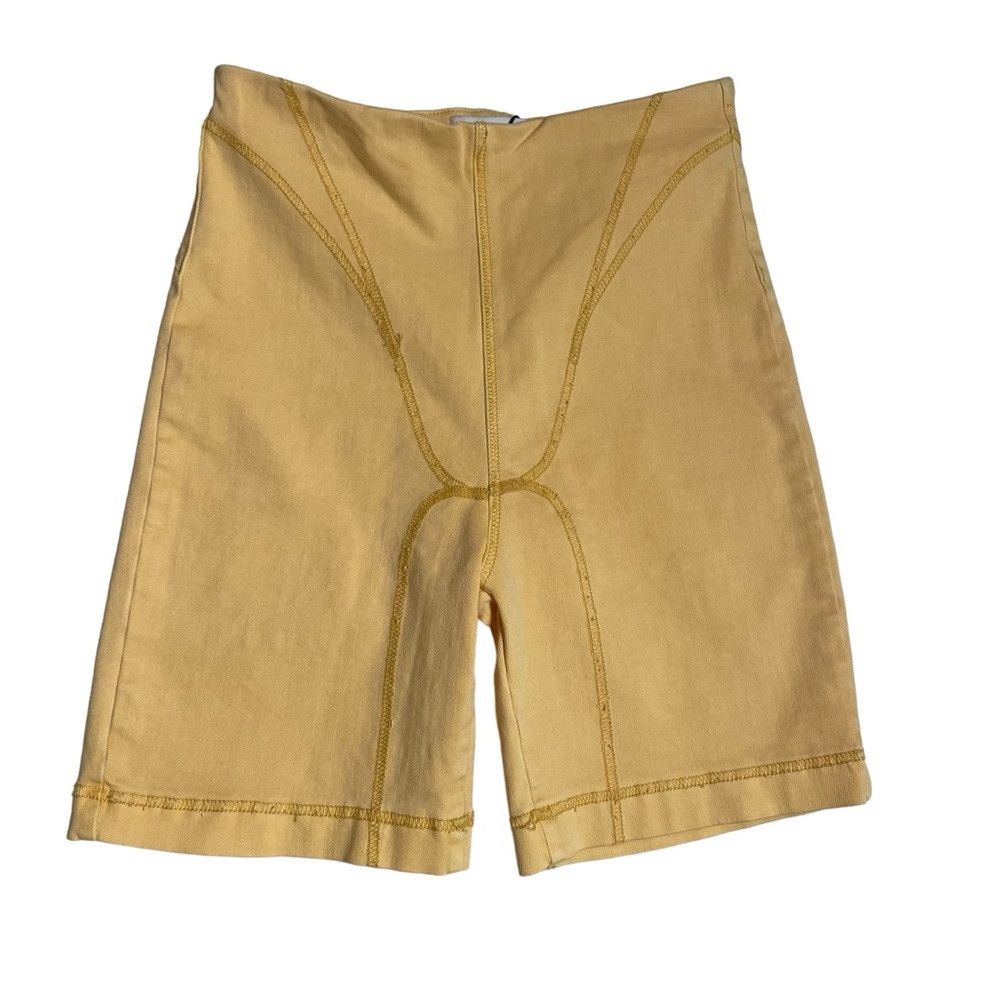 Zara NWT New Zara Denim Cycling Bike Yellow Shorts Size S Size 27" / US 4 / IT 40 - 2 Thumbnail