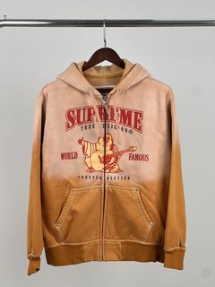 vintage 2000’s lucky brand zip up hoodie, tan/olive
