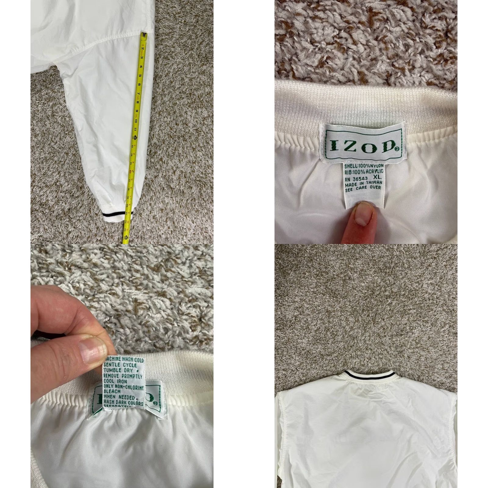 Izod VINTAGE IZOD Jacket Mens XL White Pullover Nylon Windbreaker Bomber Men Size Y2K Size US XL / EU 56 / 4 - 8 Thumbnail