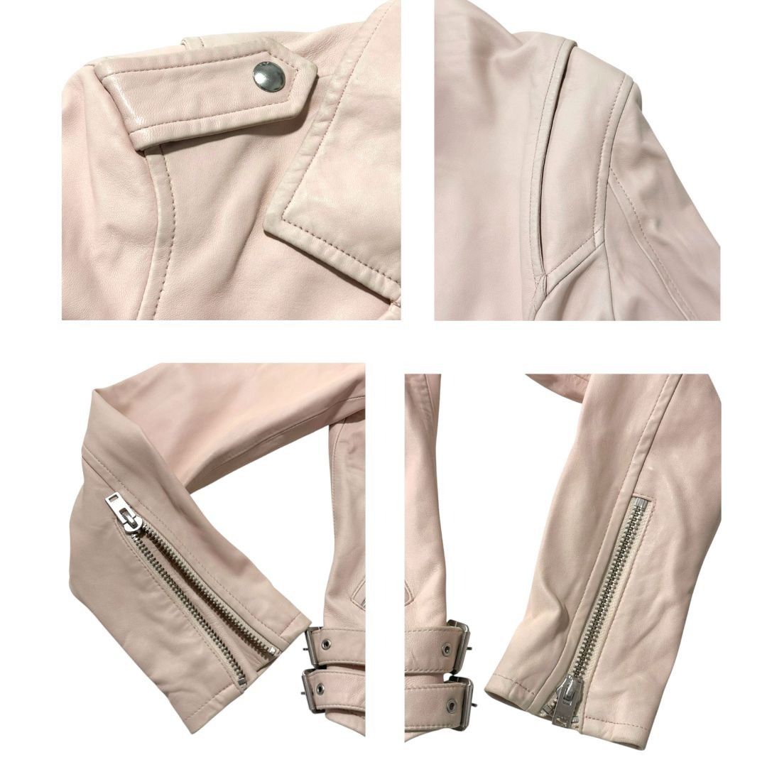 Iro IRO Ashville cropped washed-leather biker jacket, Nude Size M / US 6-8 / IT 42-44 - 12 Thumbnail