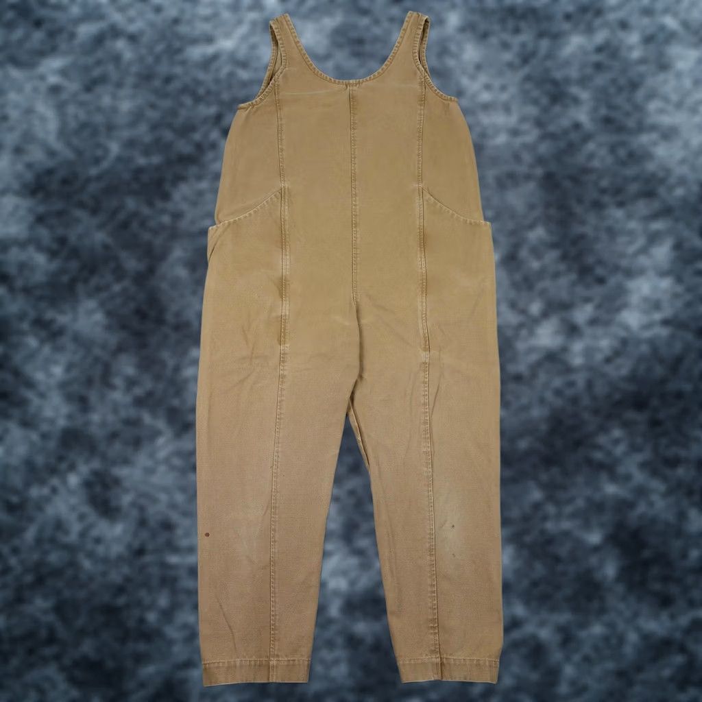 Vintage Elizabeth Suzann Jumpsuit Womens XS Brown Cropped Utility Overalls Pockets Farm Sleeveless Twill 100% Cotton Size 26" / US 2 / IT 38 - 1 Thumbnail
