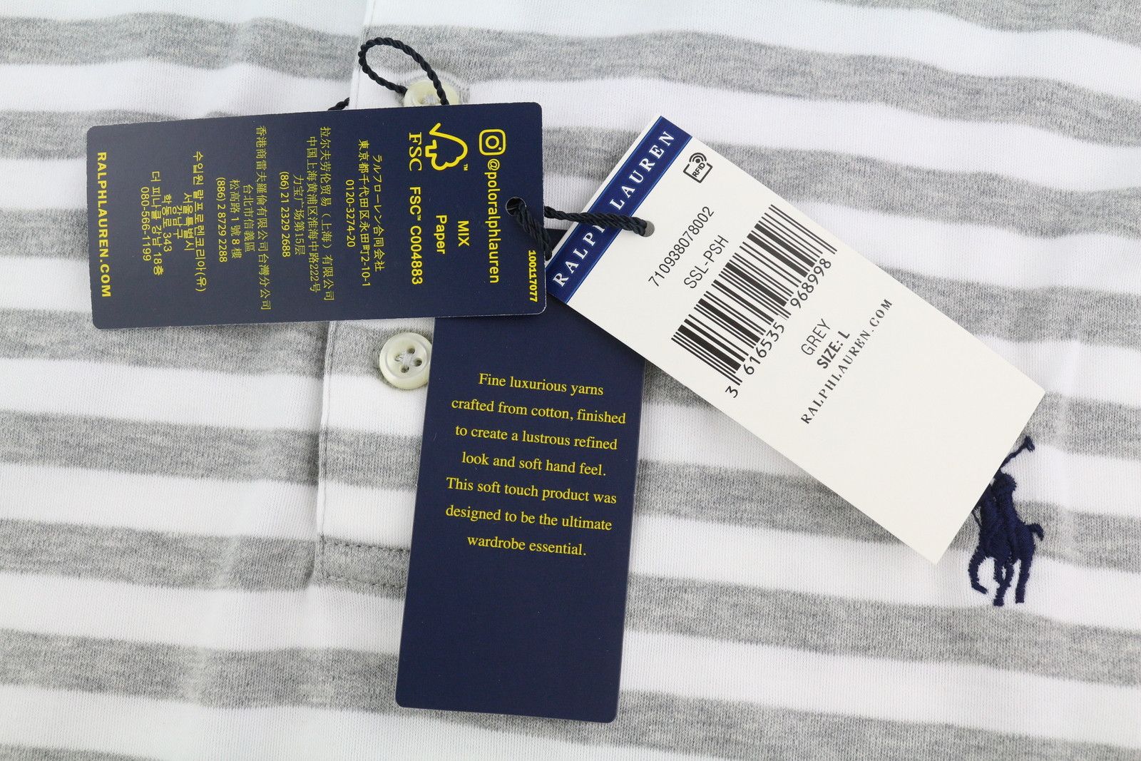 Polo Ralph Lauren CLASSIC FIT L Short Sleeve Polo Neck Striped Logo 84549 Size US L / EU 52-54 / 3 - 7 Thumbnail