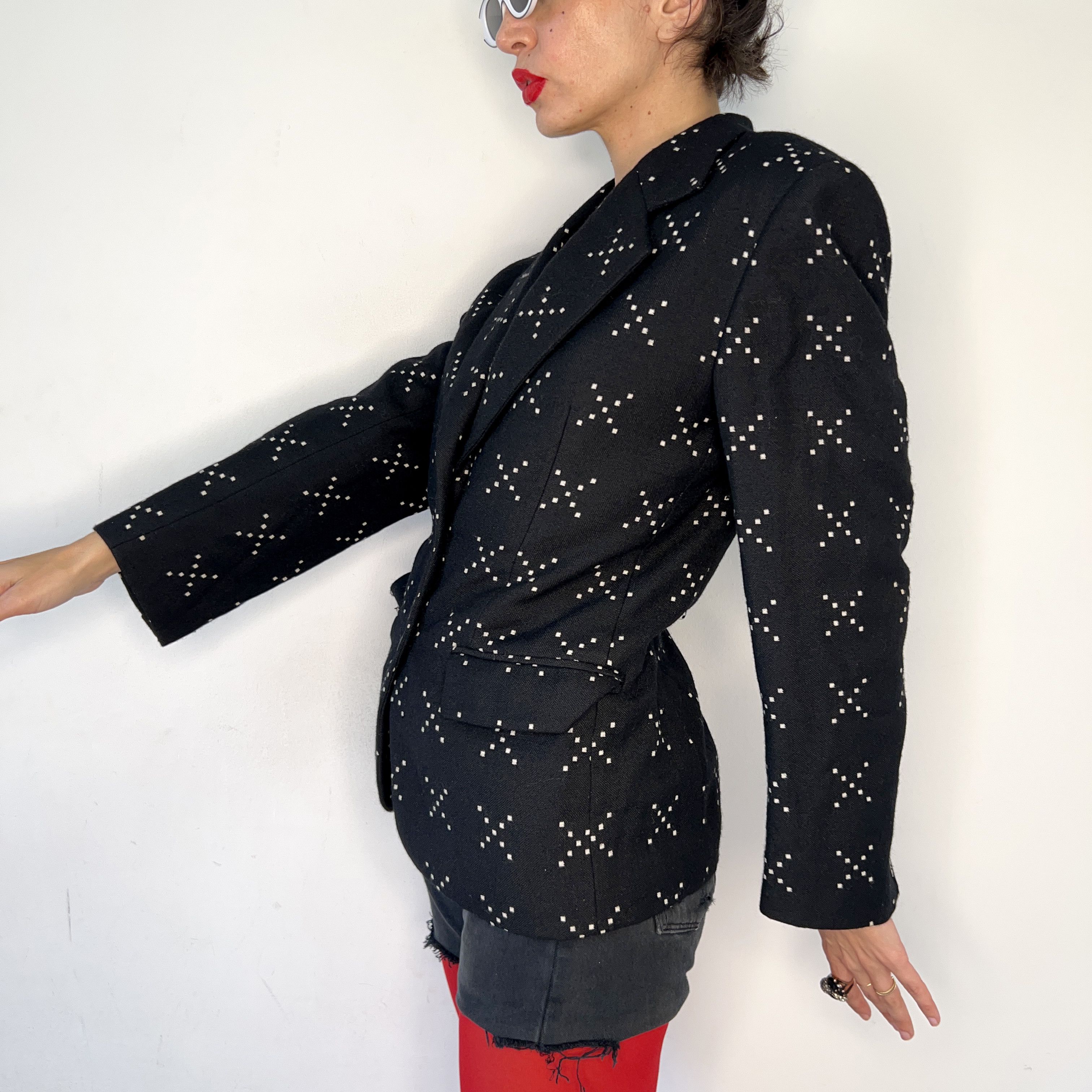 Vintage Wool Blazer, 90s Padded Shoulder Jacket