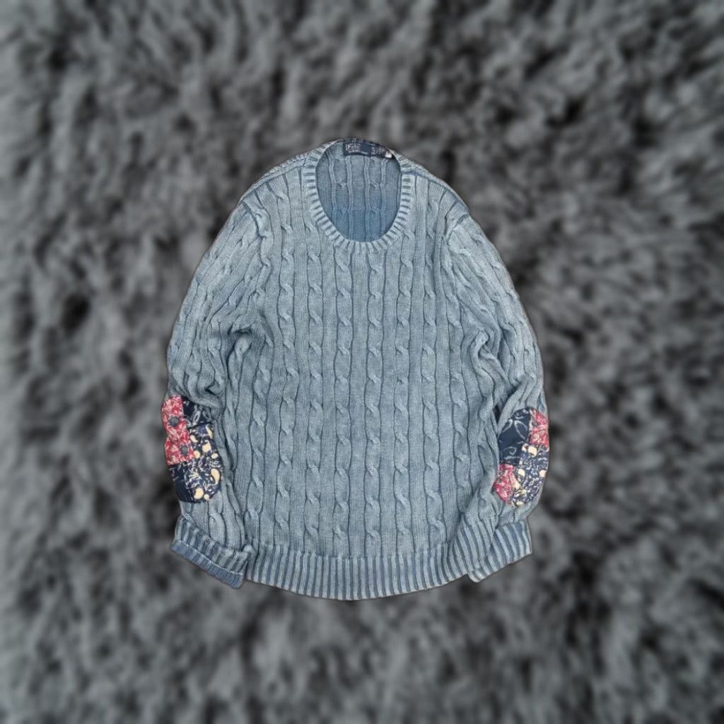 Polo Ralph Lauren VINTAGE Polo Ralph Lauren Indigo Patchwork Elbow Knit Sweater XL Women Blue Patchwork Indigo 90s Vintage Polo Ralph Lauren Shirt Women Sizing XL Size XL / US 12-14 / IT 48-50 - 1 Thumbnail