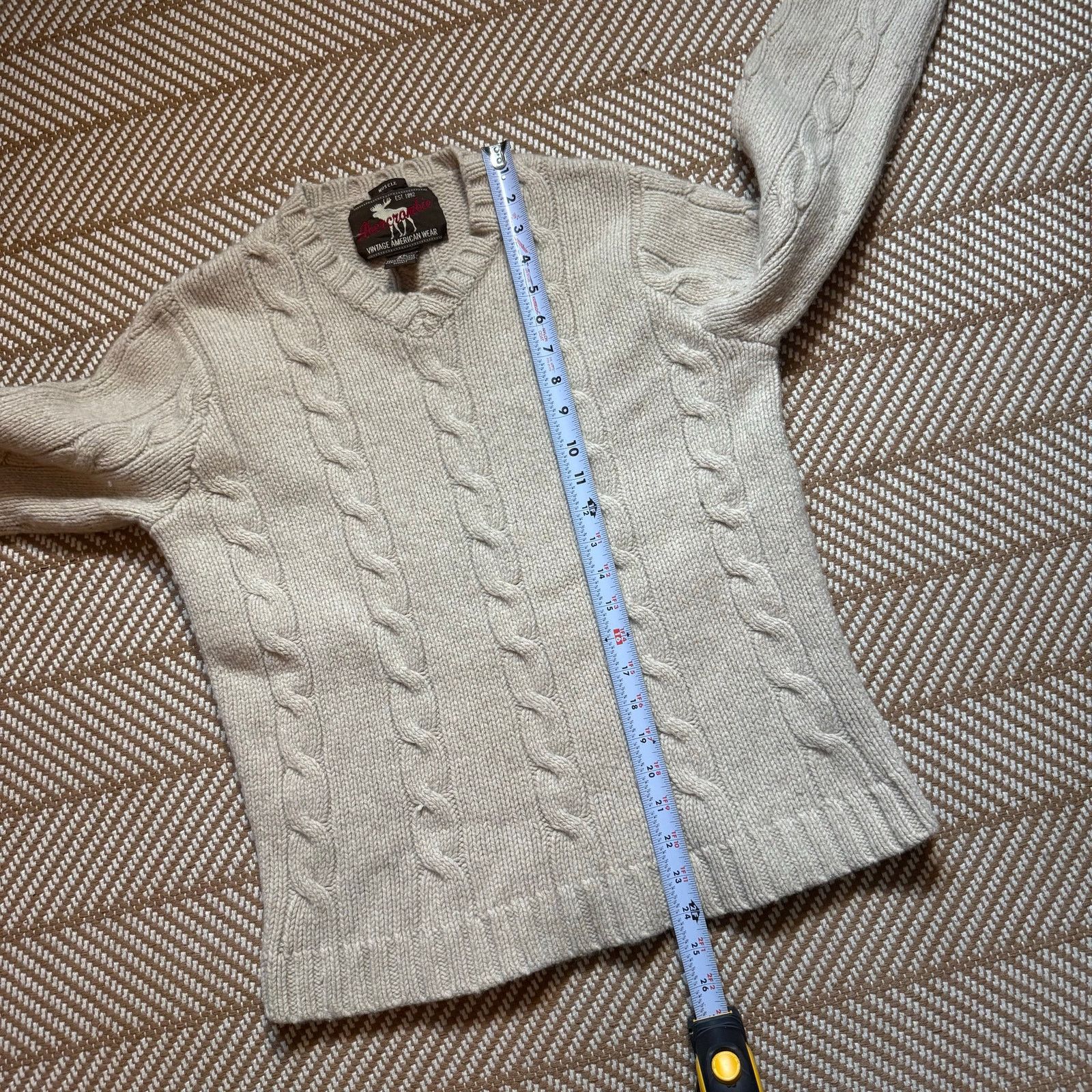 Abercrombie & Fitch Abercrombie & Fitch Lambswool Cable Knit Sweater Muscle Fit Size US XL / EU 56 / 4 - 5 Thumbnail
