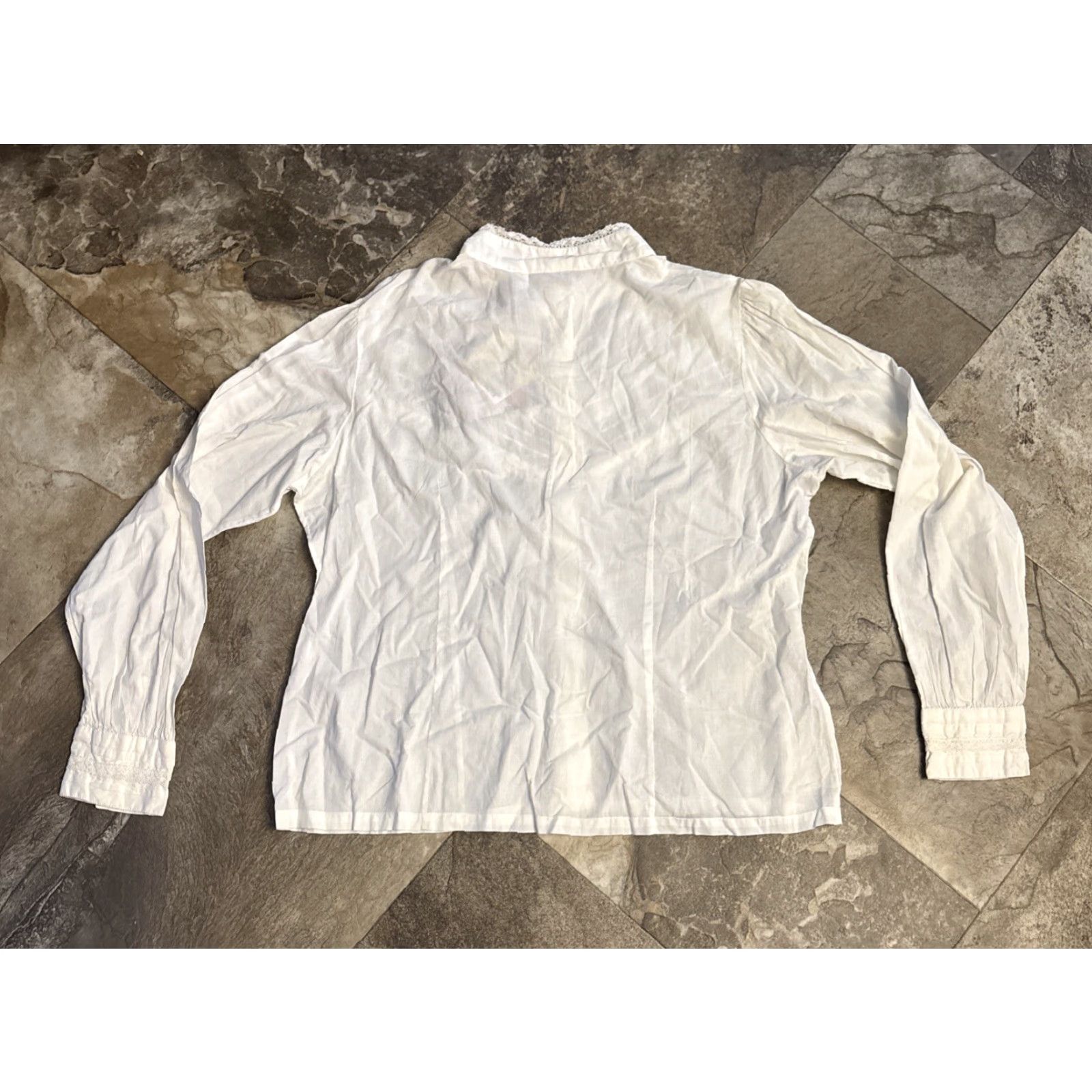 Vintage VINTAGE White Stag Blouse Women's Shirt Top XL White Lace Button Cuff Sleeve 2198 Size XL / US 12-14 / IT 48-50 - 4 Thumbnail