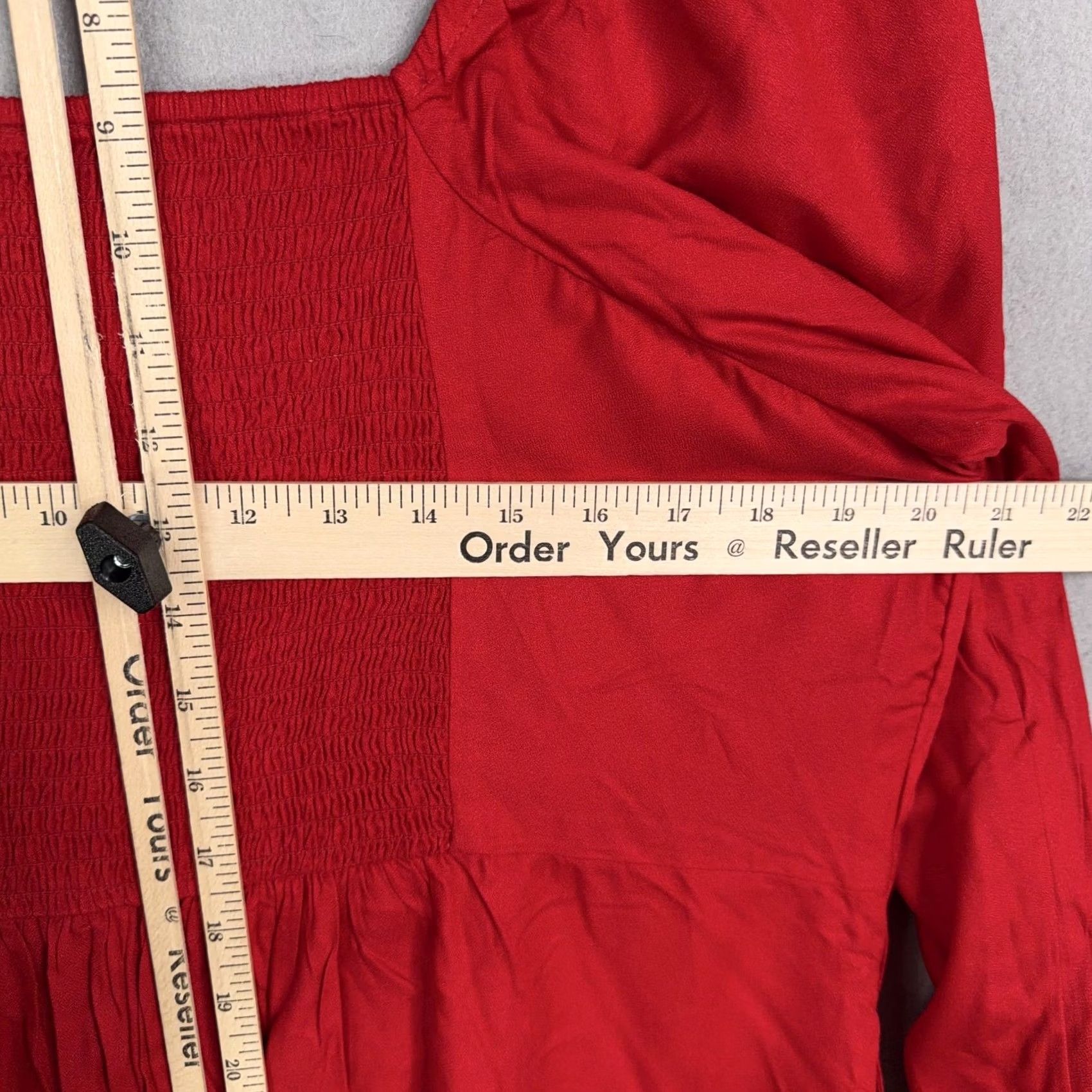 Old Navy Old Navy Dress Womens XXL Petite Red Smocked Square Neck Fit Flare Knee Length Size XXL / US 16-18 / IT 52-54 - 6 Thumbnail