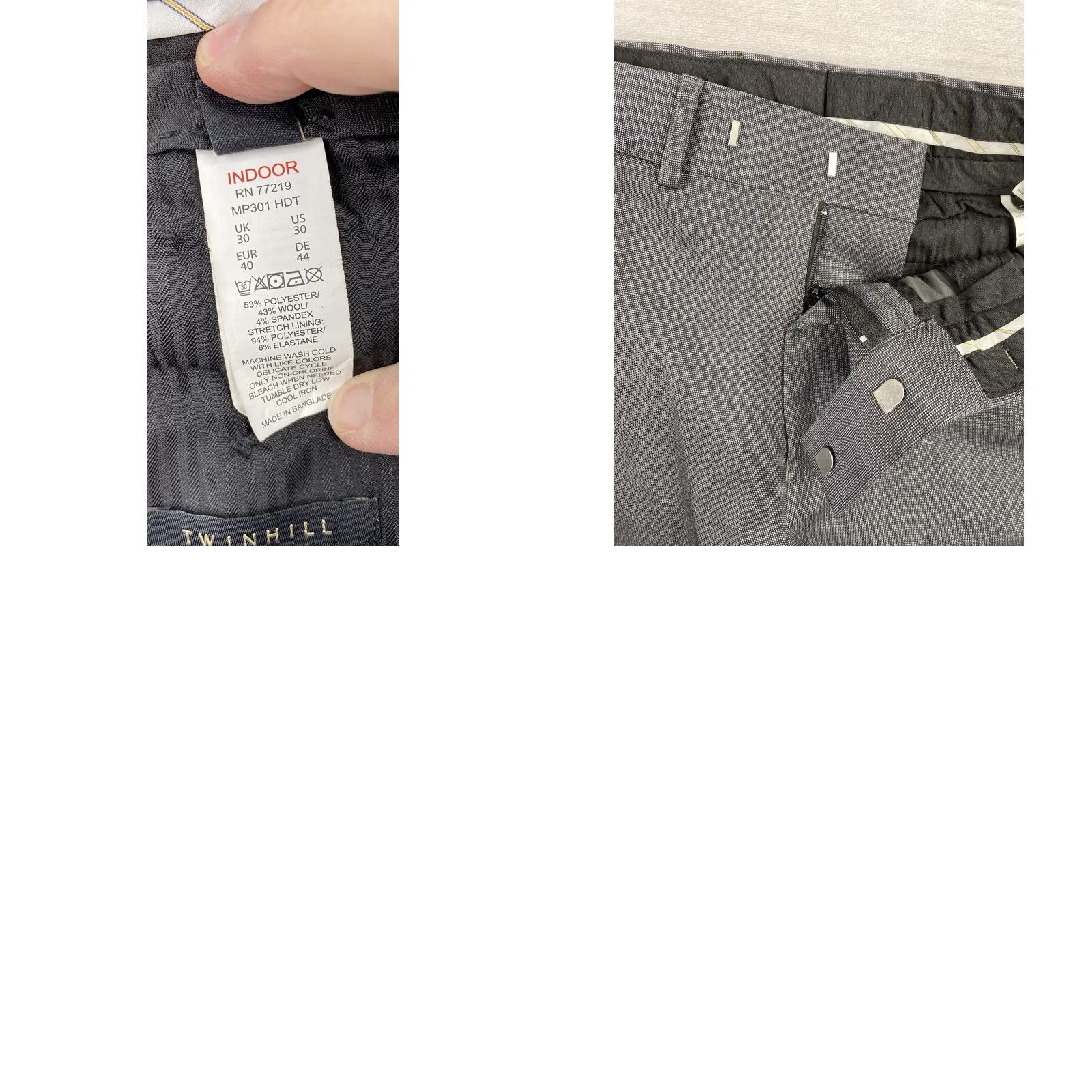 Vintage TWINHILL Pants 30x32 Charcoal Gray Flat Front Wool Blend Dress Work Casual Mens Pants Size US 32 / EU 48 - 9 Thumbnail