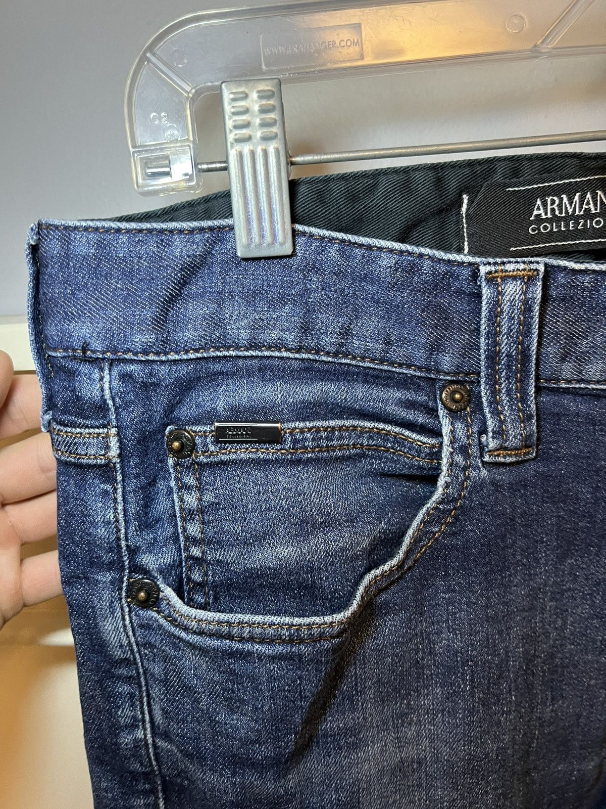 Armani Collezioni Vintage Armani Collezioni J06 slim fit low waist blue jeans Size US 33 - 13 Thumbnail