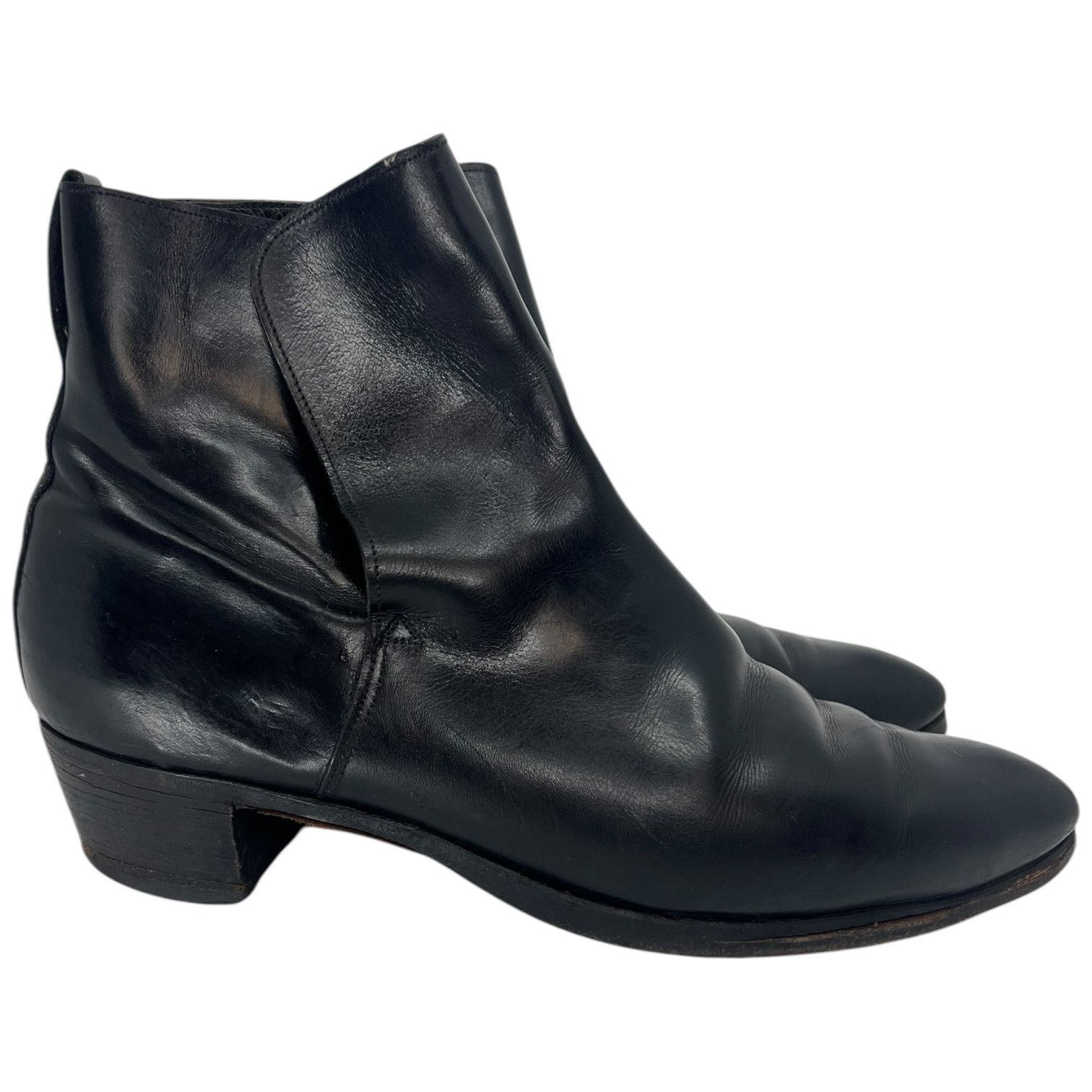 Vintage Vintage Handmade Black Leather Pull On Ankle Boots Spain 7D Size US 7 / EU 40 - 3 Thumbnail