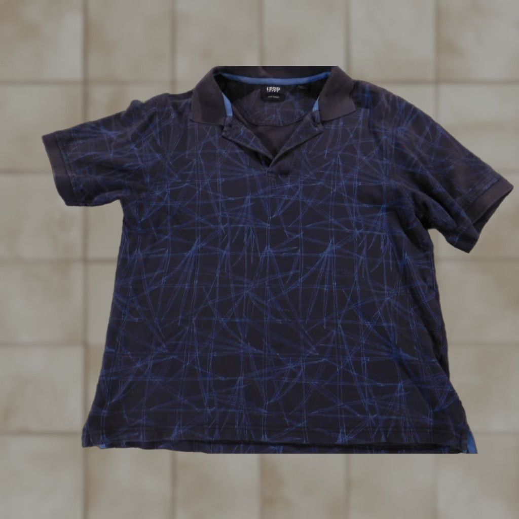 Izod IZOD Polo Shirt Medium Blue Graphic Floral Classic Button Collar Cotton Knit Golf Shirt Mens M Size US M / EU 48-50 / 2 - 1 Thumbnail