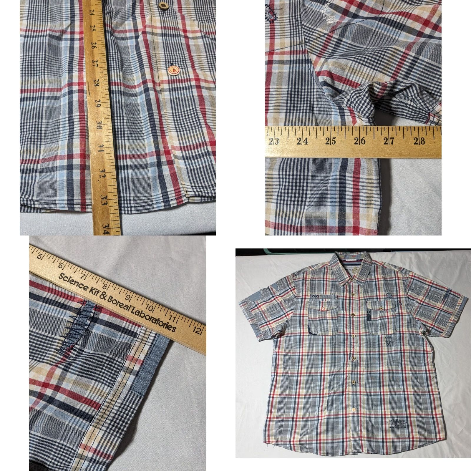 Vintage PARISH NATION Standing Strong Men 3XL Blue Plaid Embellished Shirt Size US XXL / EU 58 / 5 - 9 Thumbnail