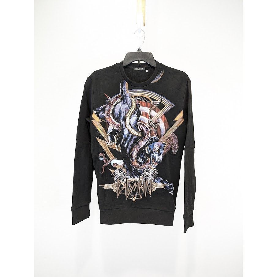 Balmain o1rshd1 Side Zip Sweatshirt in Black Size US S / EU 44-46 / 1 - 1 Thumbnail