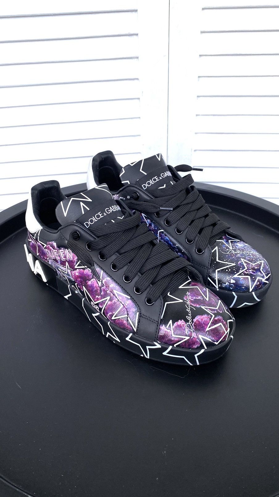 Dolce & Gabbana × Vintage Dolce & Gabbana Mixed Star Print Portofino Custom Sneakers Size US 7 / IT 37 - 3 Thumbnail