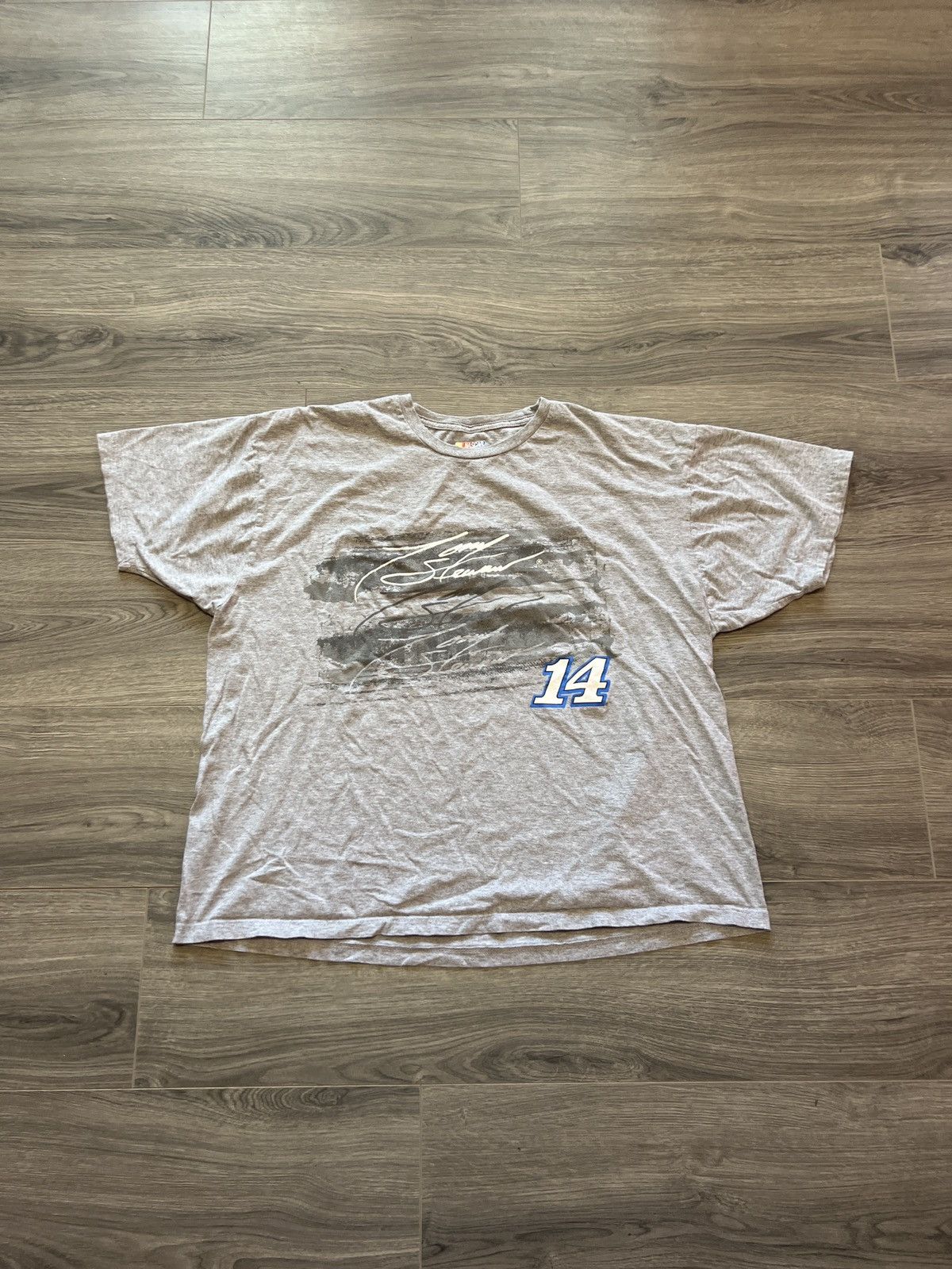 Y2K Vintage Black & Blue #14 NASCAR Design Tony Stewart T-Shirt - L