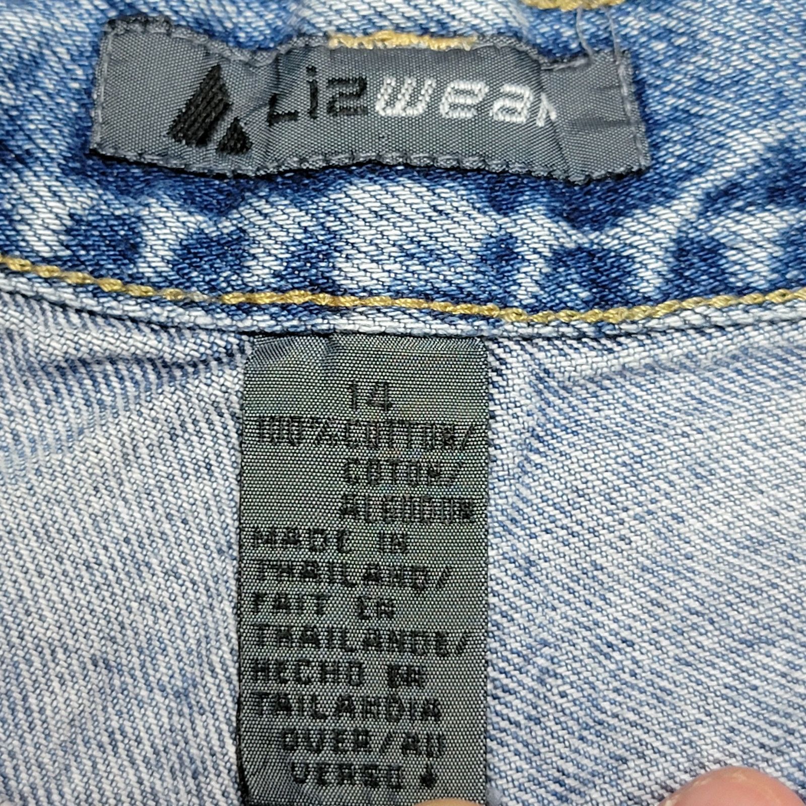 Liz Claiborne Liz Wear Straight Jeans w/ Patches & Button Fly - Size 14 Size 36" / US 14 / IT 50 - 8 Thumbnail