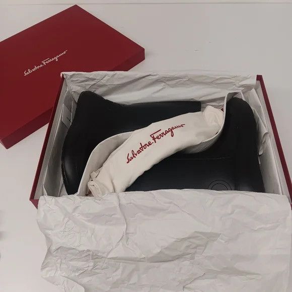 Salvatore Ferragamo Ferragamo Men's Gancini Detail Black Rain Boots - Size 8 Size US 8 / EU 41 - 13 Thumbnail
