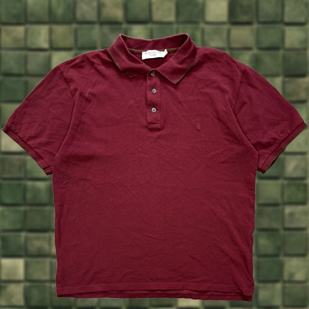 Vintage YSL Polo Shirt Short Sleeve Embroidered Small Logo Size L Burgundy Cotton Men Polo Shirt Short Sleeve Burgundy YSL Logo Polo Mens L Size US L / EU 52-54 / 3 - 1 Thumbnail