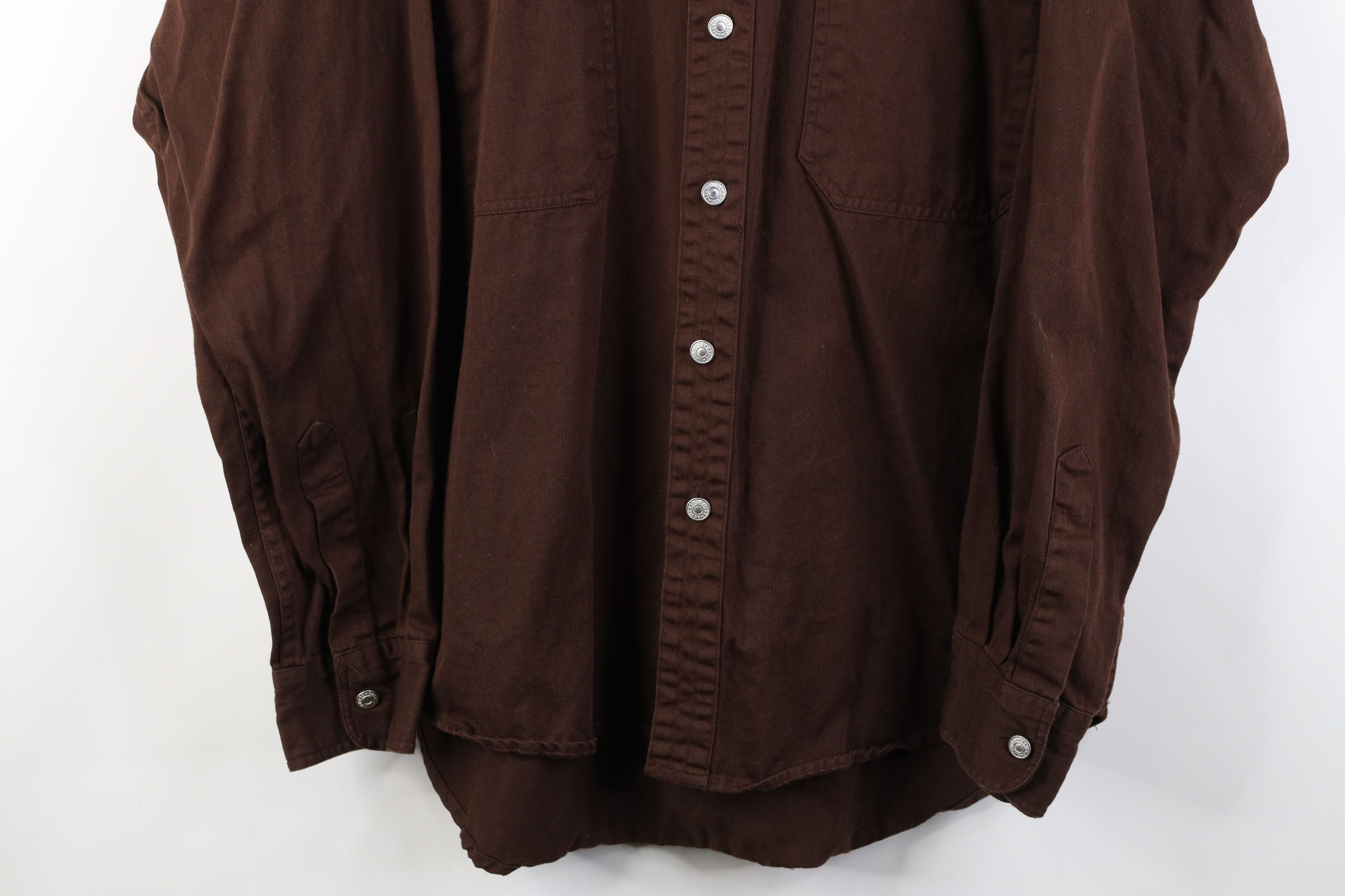 Vintage Vintage 90s Streetwear Twill Big Pocket Button Shirt Brown Size US L / EU 52-54 / 3 - 3 Thumbnail