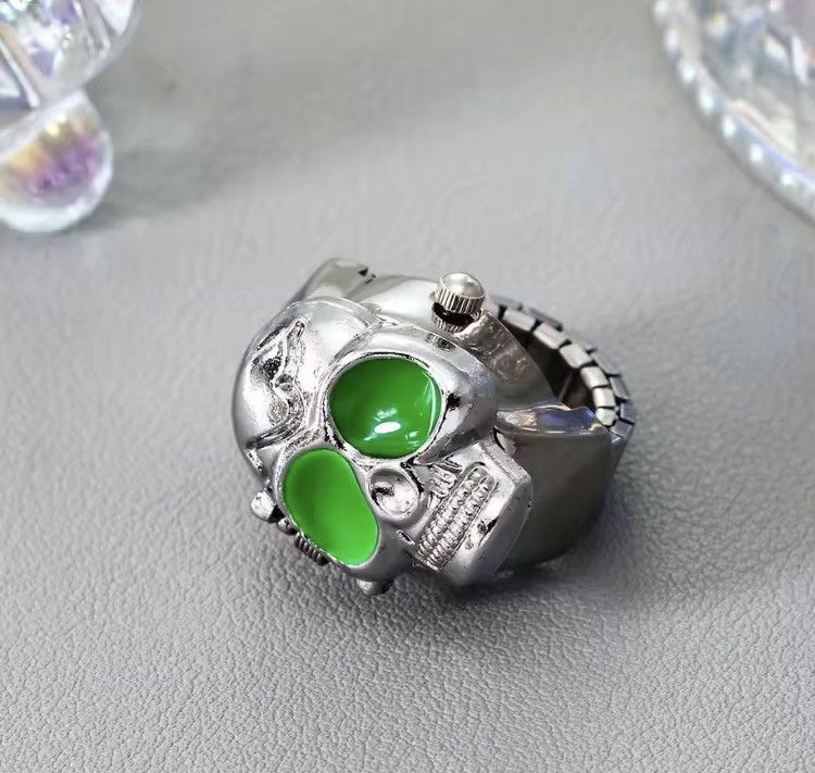 Jewelry Flip Skull Retro Watch Finger Ring Size ONE SIZE - 1 Thumbnail