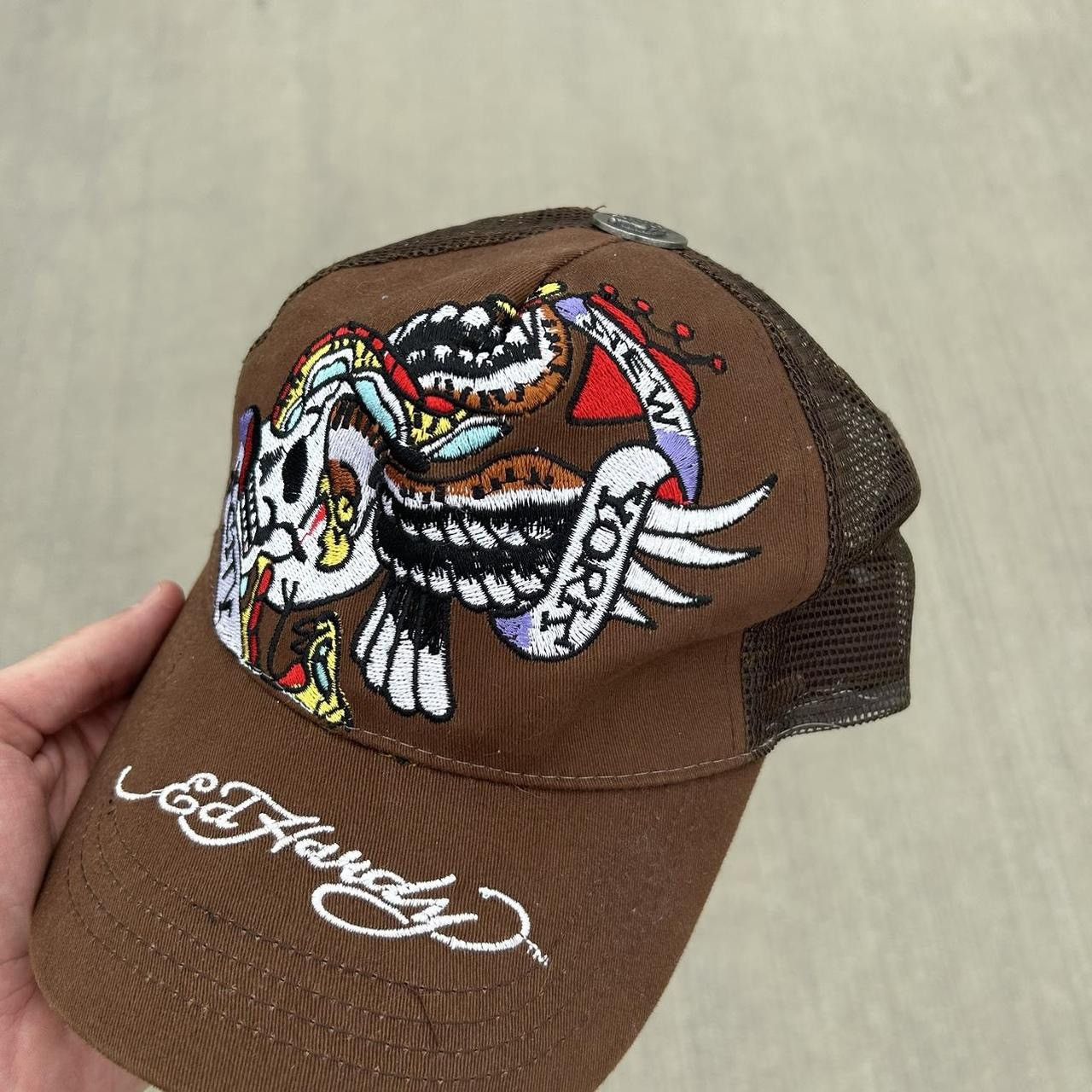 Ed Hardy TWO Ed Hardy Embroidery Skull Trucker Cap Size ONE SIZE - 9 Thumbnail