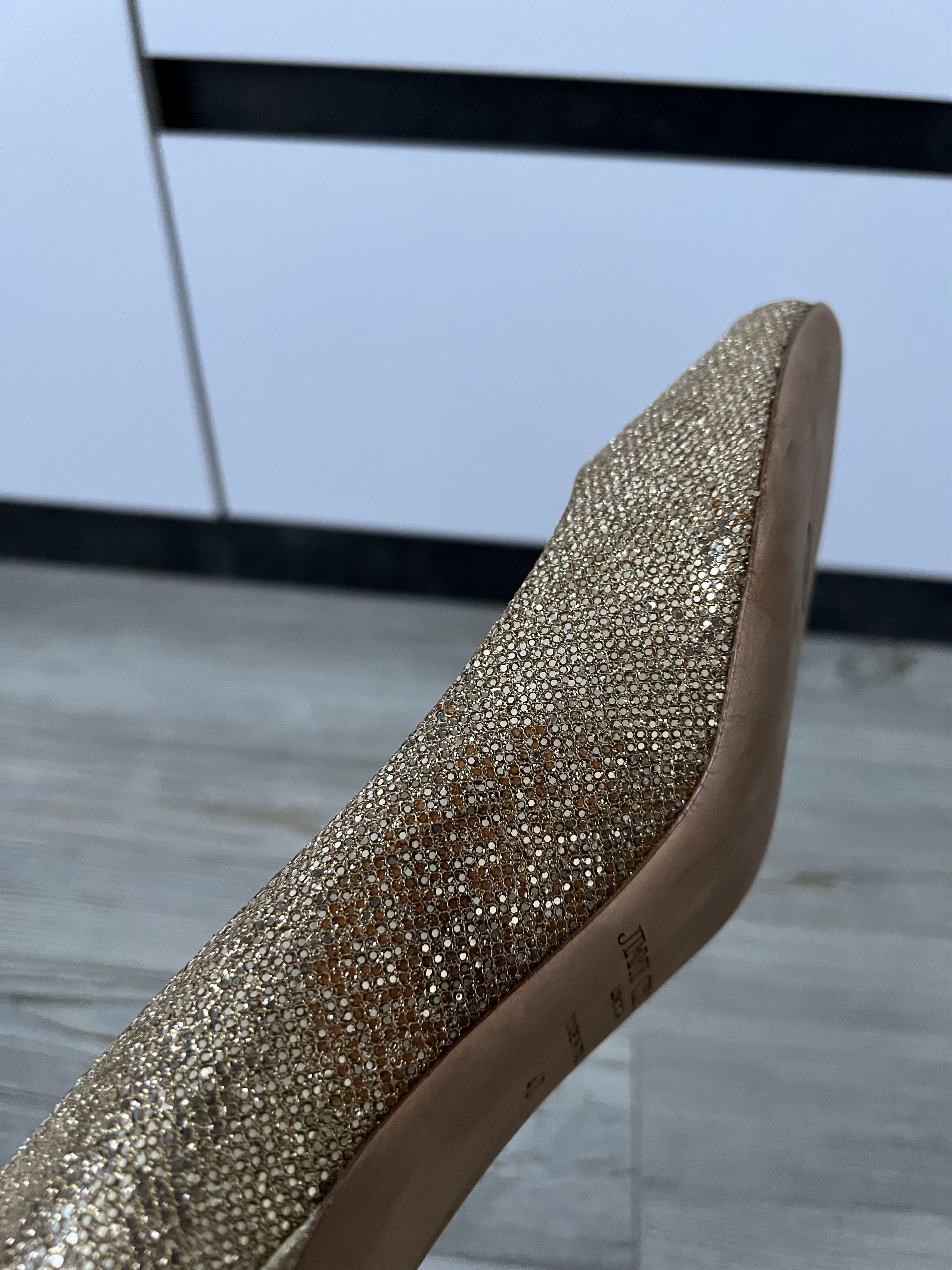 Jimmy Choo Jimmy Choo Gold Glitter Peep Toe Leather Heels Size 40 Size US 10 / IT 40 - 10 Thumbnail