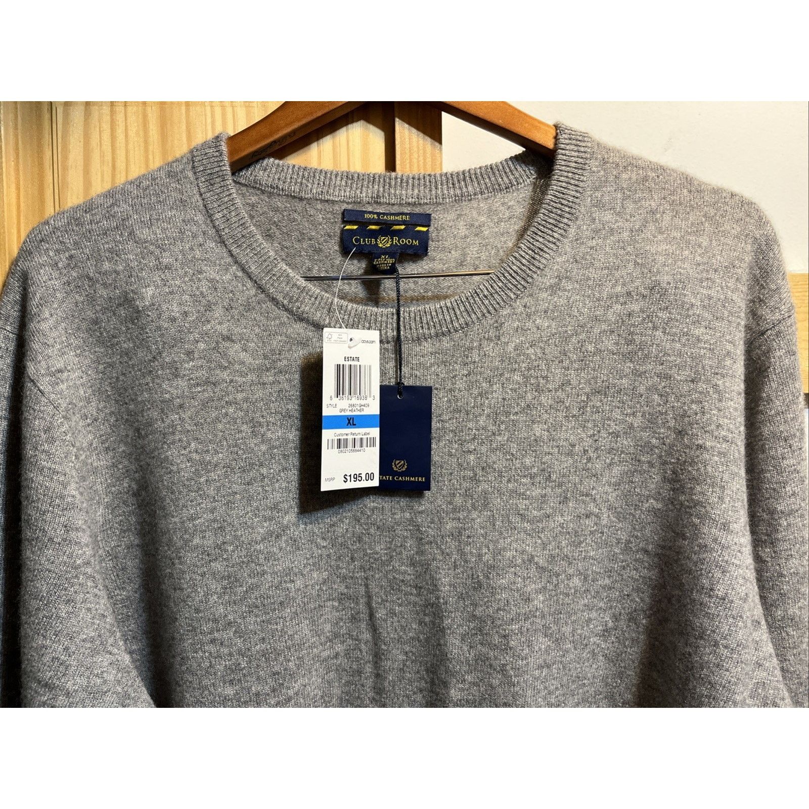 Club Room Club Room Men Cashmere Sweater XL Gray LS 2 Ply Pullover NWT Size US XL / EU 56 / 4 - 5 Thumbnail