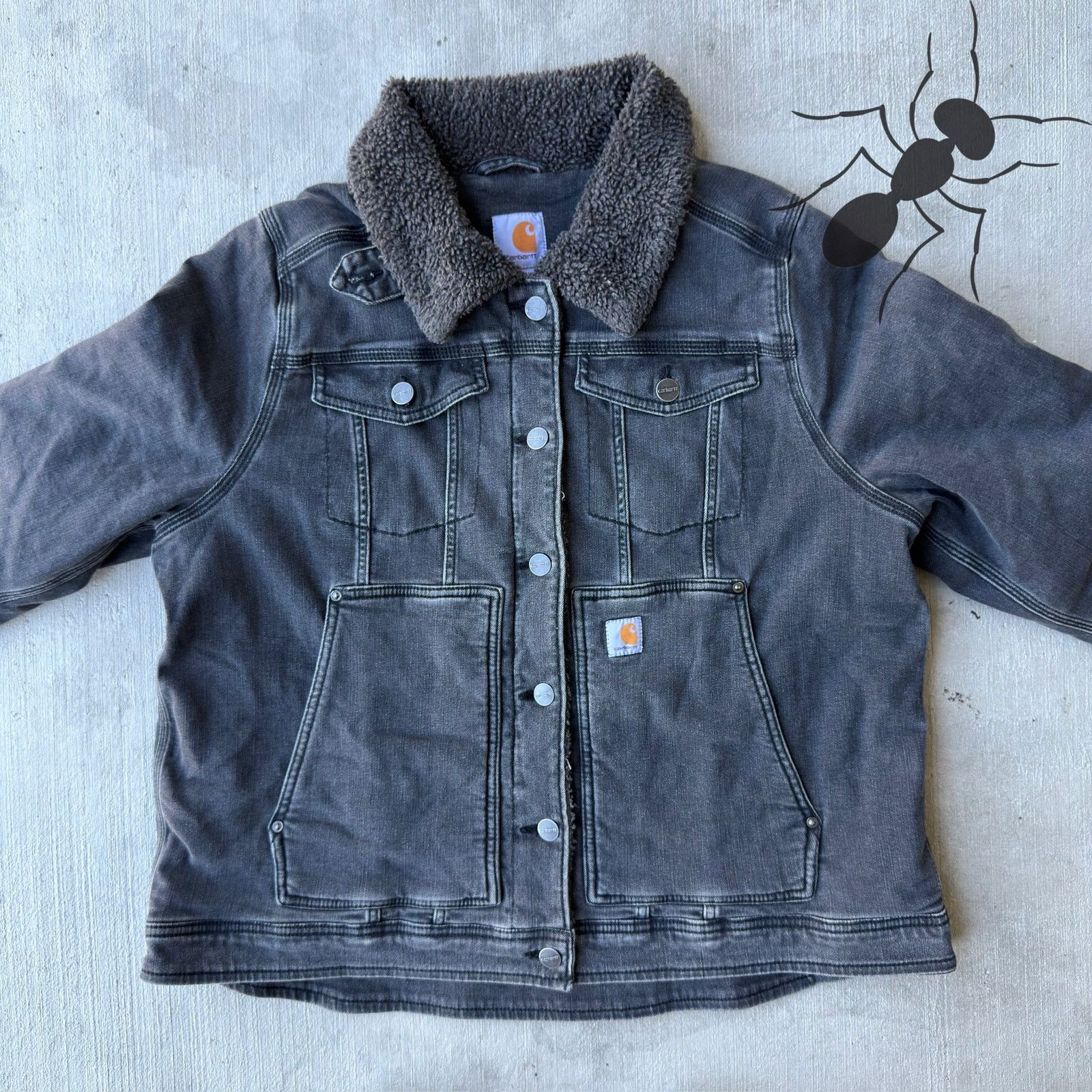 Carhartt × Vintage Carhartt BLK faded black sherpa trucker work wear jacket Size US XL / EU 56 / 4 - 2 Thumbnail