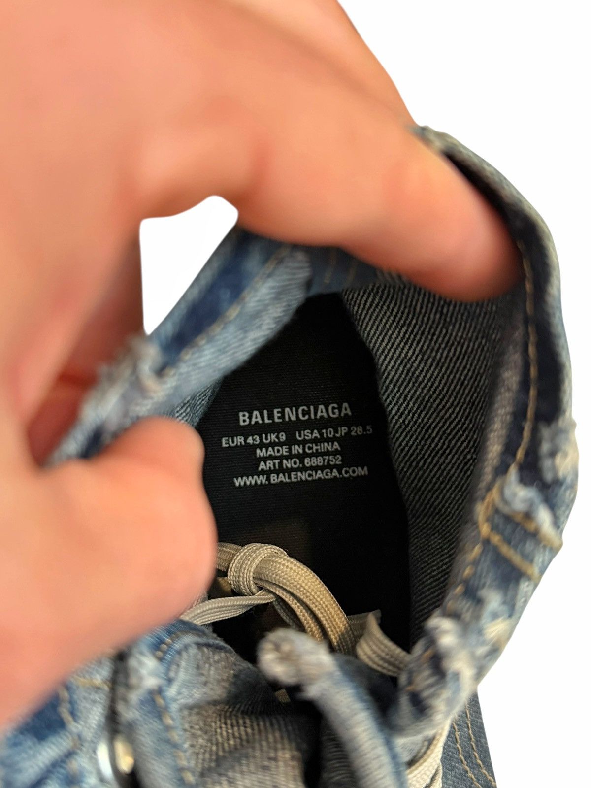 Balenciaga Denim Jeans Destroyed Blue Paris High Sneaker Size US 10 / EU 43 - 5 Thumbnail