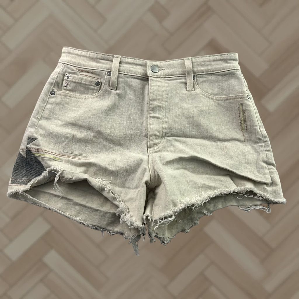Vintage Wedge Adriano Goldschmied AG Alexxis Short High Rise Wedge Women's 30 Regular Beige Cut-Off Jeans Shorts Mens Womens Girls Boys Size 30" / US 8 / IT 44 - 1 Thumbnail