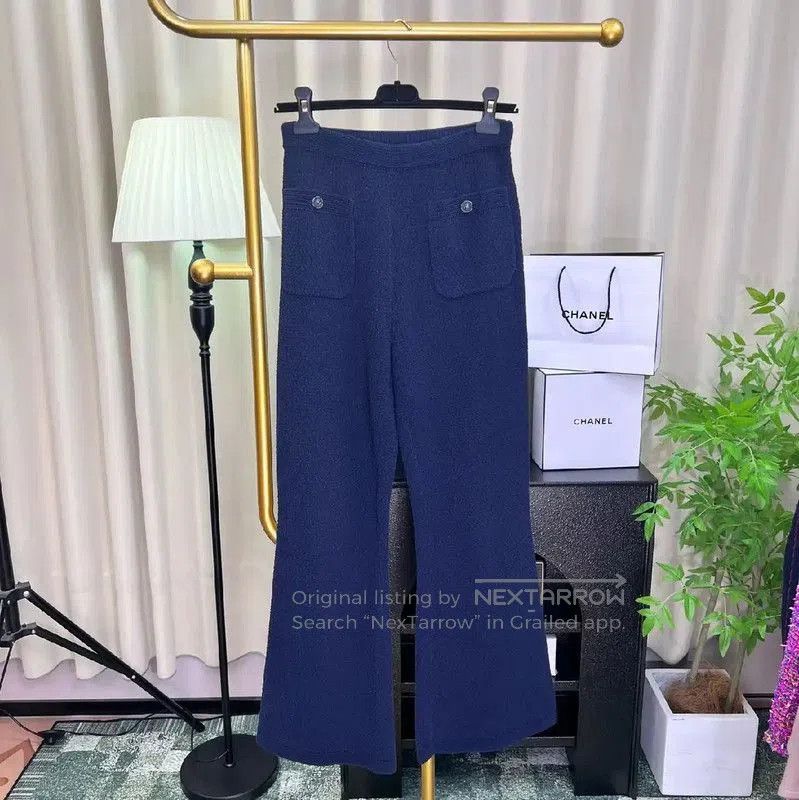 Chanel Chanel Blue Cotton Casual Pants for Women . Size 23" - 2 Thumbnail