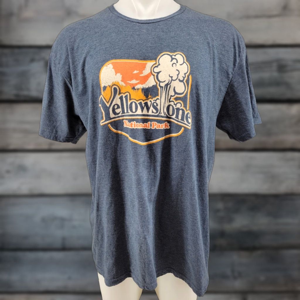 Vintage Mens Zip XL Yellowstone National Park Old Faithful geyser T-Shirt Blue Size US XL / EU 56 / 4 - 1 Thumbnail
