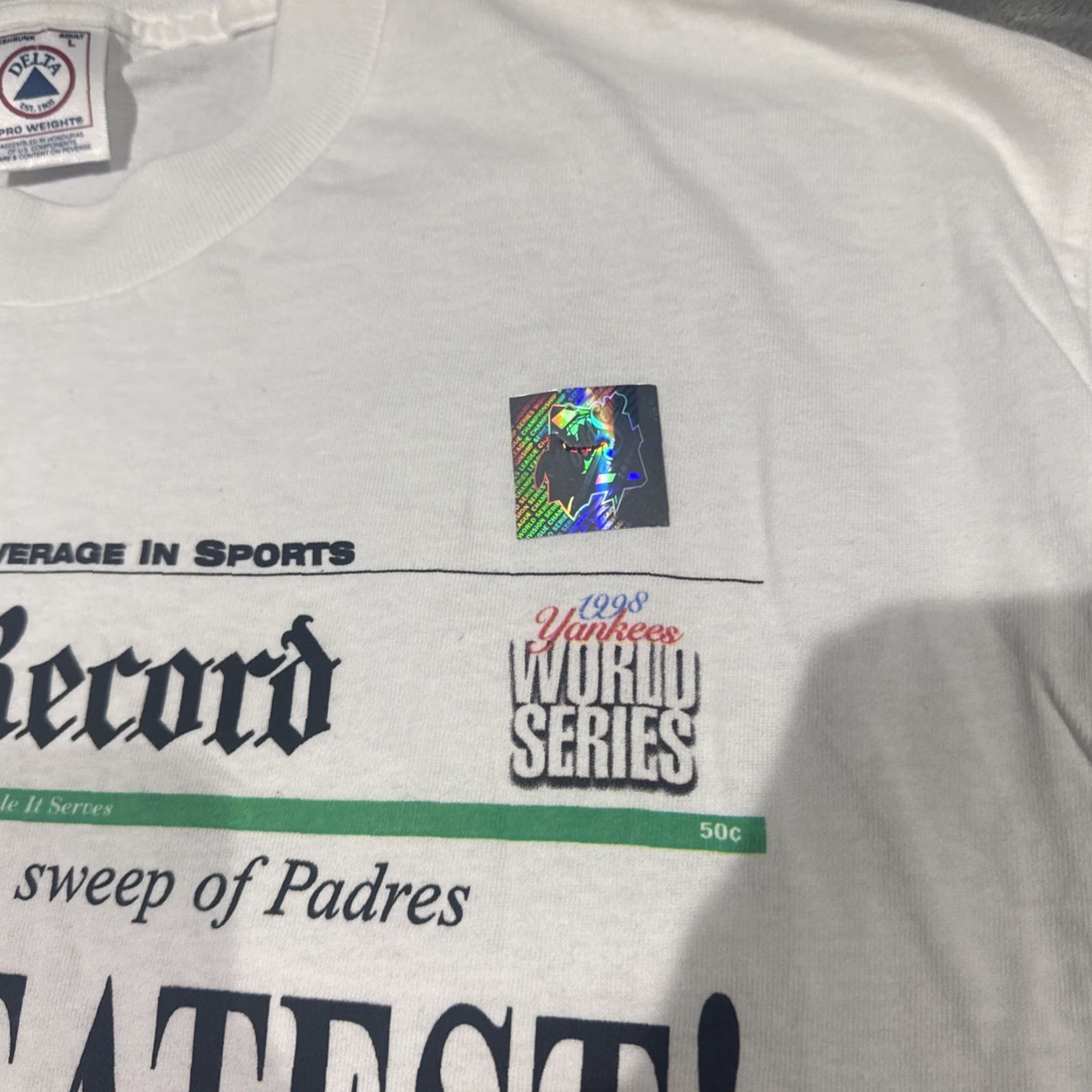 Delta New York Yankees Shirt Mens Size L White 1998 World Series Champs THE GREATEST Size US L / EU 52-54 / 3 - 4 Thumbnail