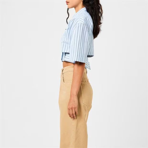 Jacquemus o1g2r1mq1024 Stripe Shirt in Blue Stripe Size M / US 6-8 / IT 42-44 - 4 Thumbnail