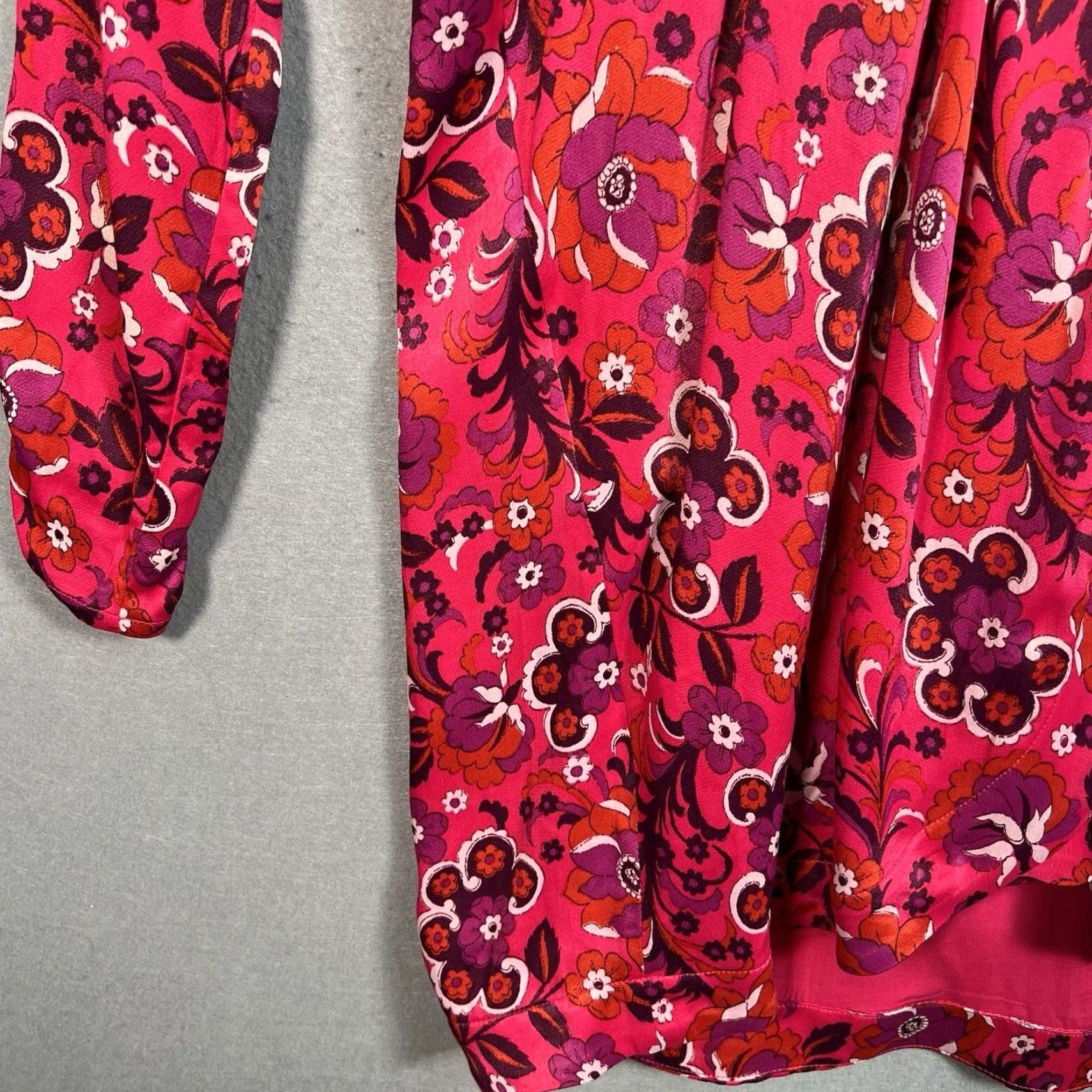 Anthropologie VINTAGE Anthropologie Maeve Floral Pink Wrap Mini Dress Womens Medium Long Sleeve V-Neck Size M / US 6-8 / IT 42-44 - 6 Thumbnail