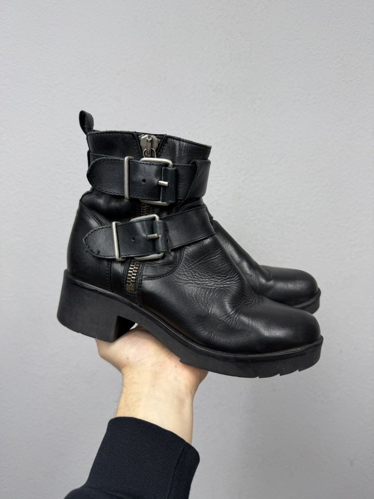 Vintage Vintage Italian AS 98 Rick Owens Style Leather Biker Boots Size US 6.5 / EU 39-40 - 7 Thumbnail