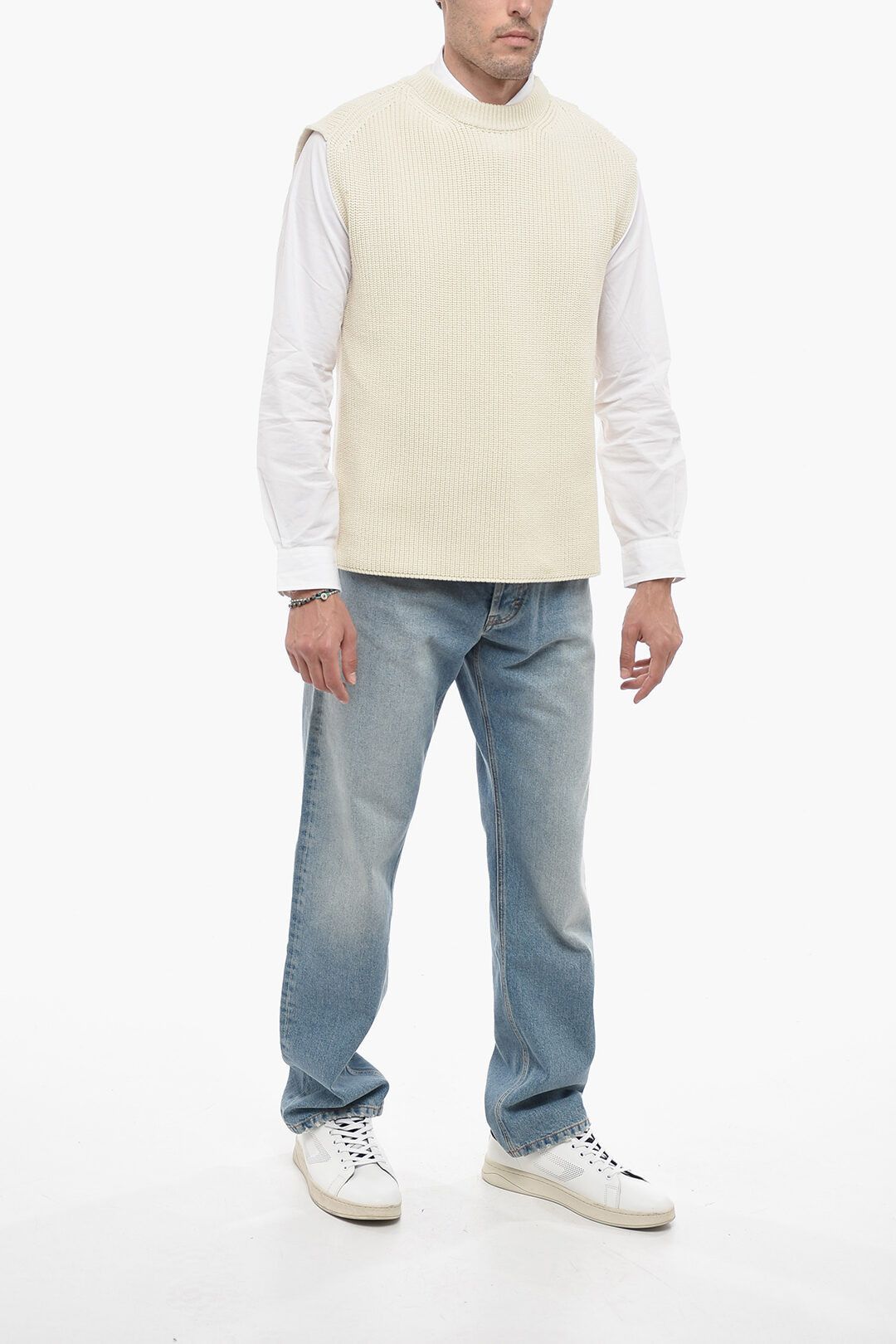Jil Sander og1mm0625 Knitted Vest in Beige Size US M / EU 48-50 / 2 - 4 Thumbnail