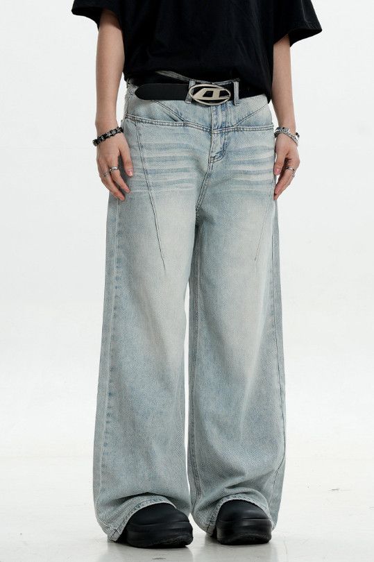 Vintage Retro washed distressed men's straight cleanfit casual jeans Size US 32 / EU 48 - 3 Thumbnail