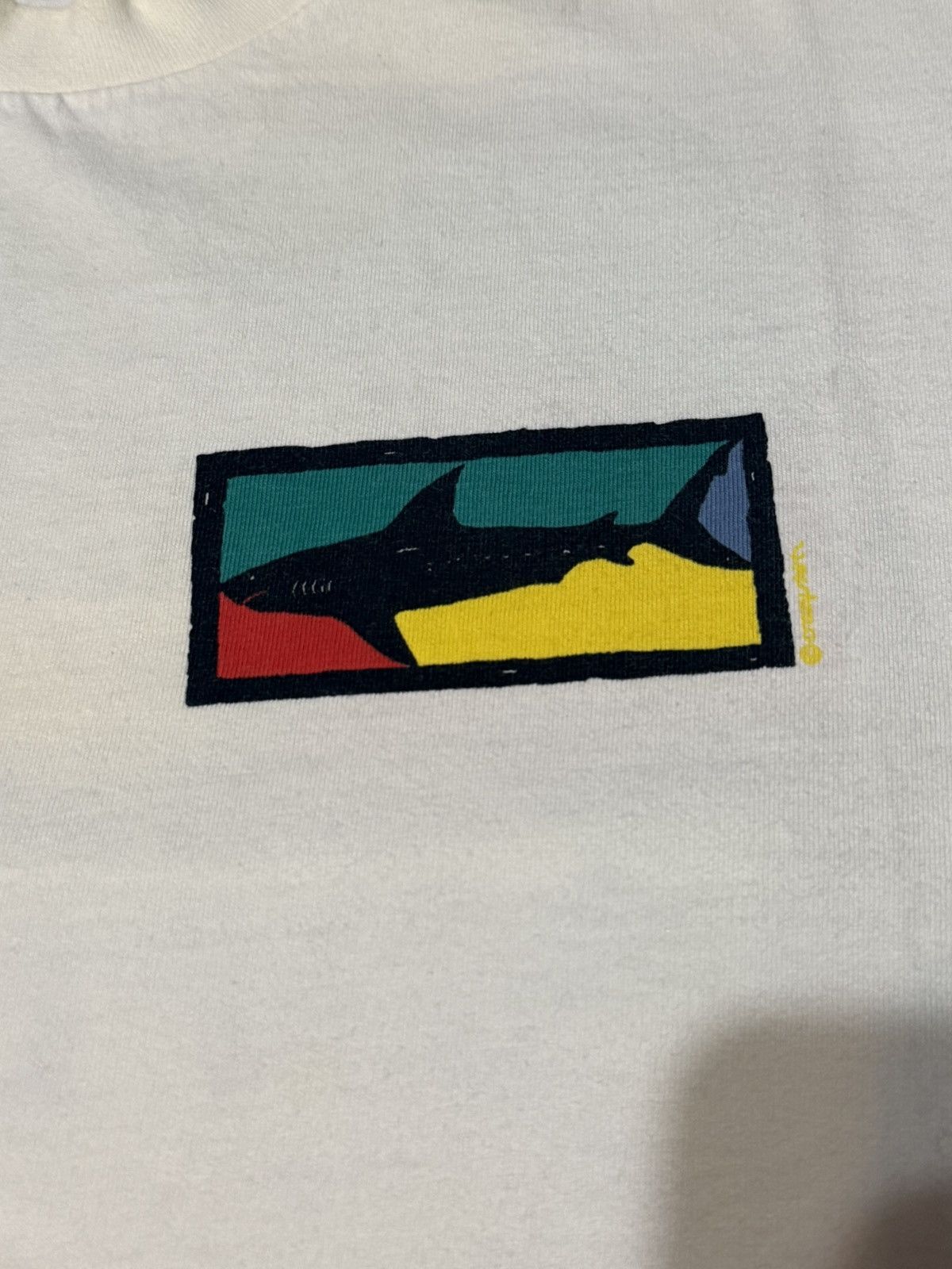 Vintage 90s Crazy Shirt San Diego Shark Art T-Shirt Tee White Large Size US L / EU 52-54 / 3 - 5 Thumbnail