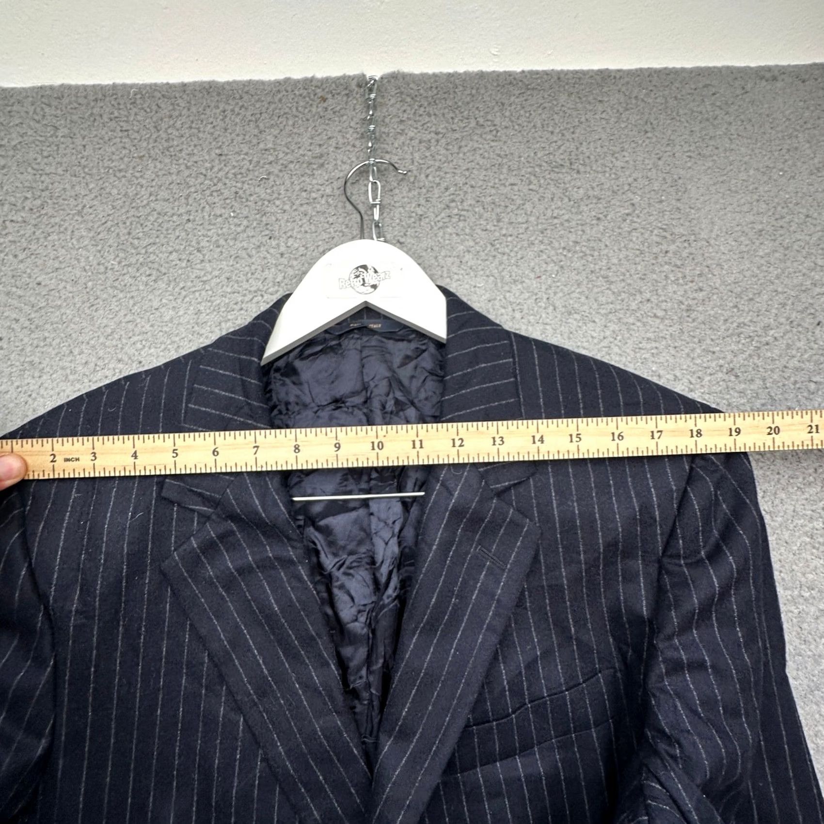 Brooks Brothers Brooks Brothers Pinstripe Wool Suit Jacket Mens 42 Long Navy Blue Italy Wool Jacket Coat Suit hình? Size 42R - 6 Thumbnail