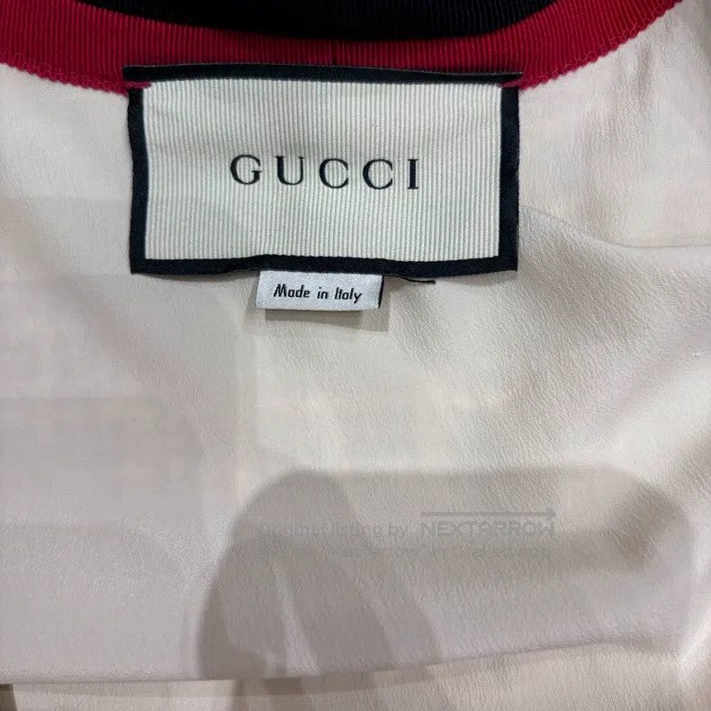 Gucci Webbing edge trim tweed long-sleeved A-shaped dress