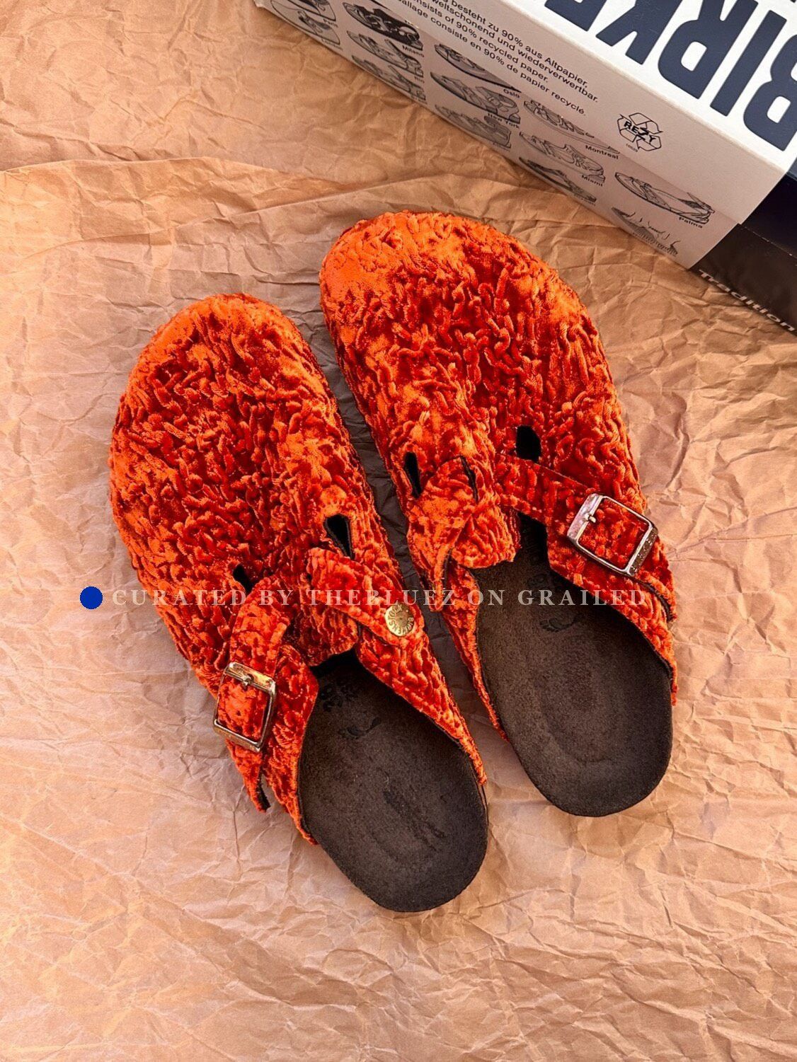 Birkenstock Birkenstock Boston Orange Velvet Size 36 Size US 5 / IT 35 - 1 Thumbnail