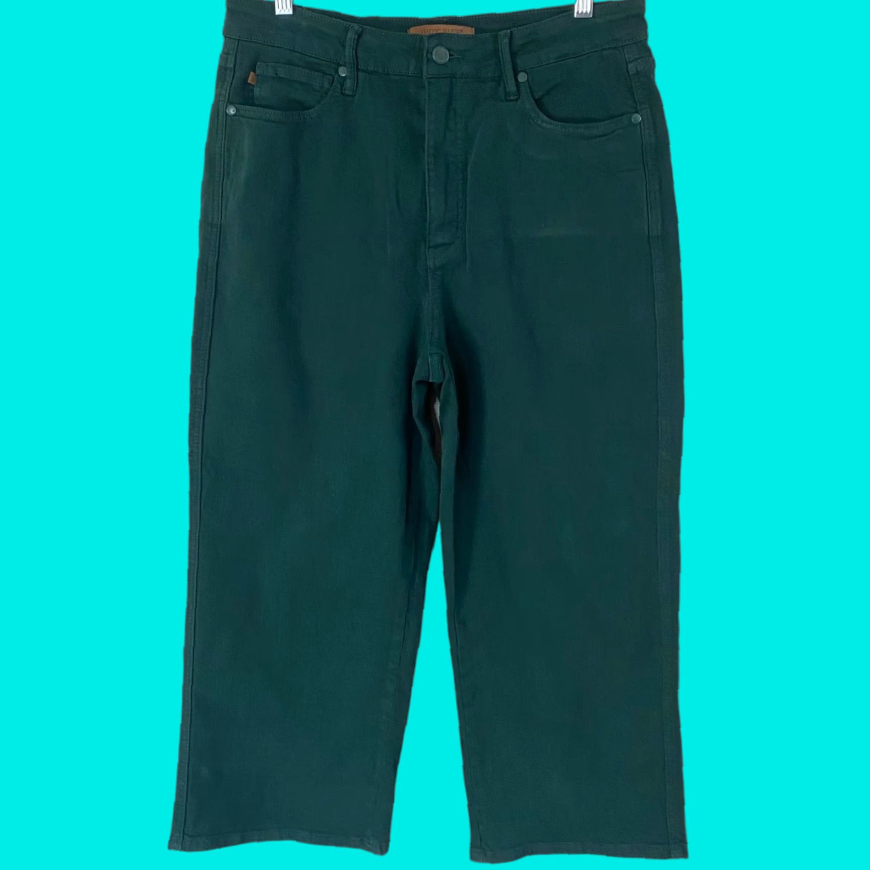 Vintage Judy Blue Jeans Tummy Control Wide-Leg High-Waisted Teal Green Cropped 31 Women Size 24" / US 00 / IT 34 - 1 Thumbnail