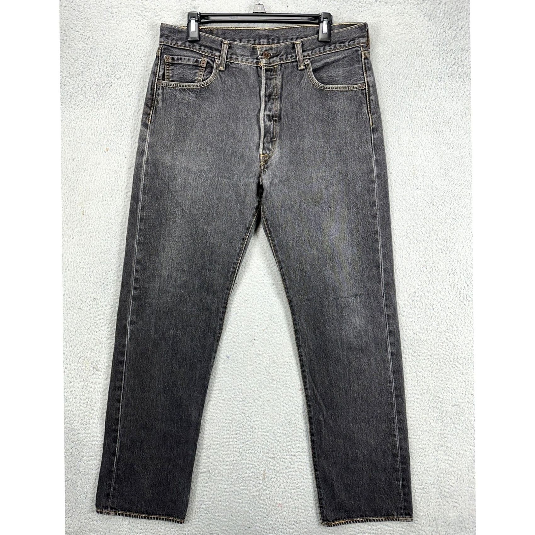 Levi's Levi's 501 Jeans Mens Straight 34x31 Grey Distressed Red Tab Denim 100% Cotton Vintage Preppy Tag Size 34x31 Mens Classic Casual Shirts? Size US 34 / EU 50 - 2 Thumbnail