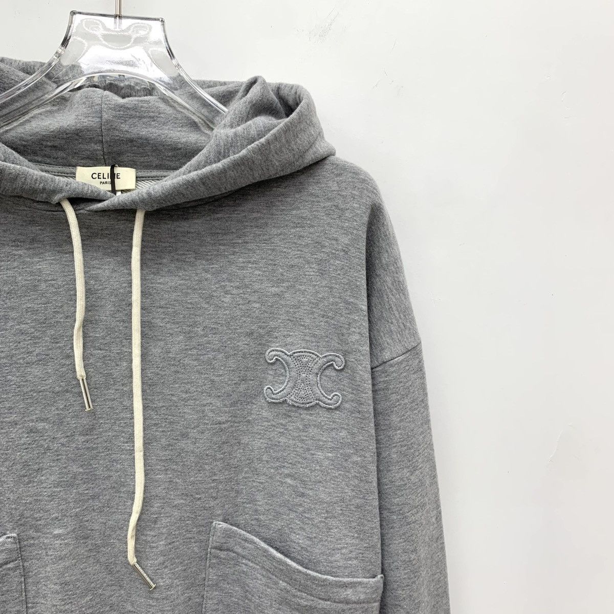 Celine Celine Gray Triomphe Embroidered Hooded Sweatshirt K26WX Size M / US 6-8 / IT 42-44 - 3 Thumbnail