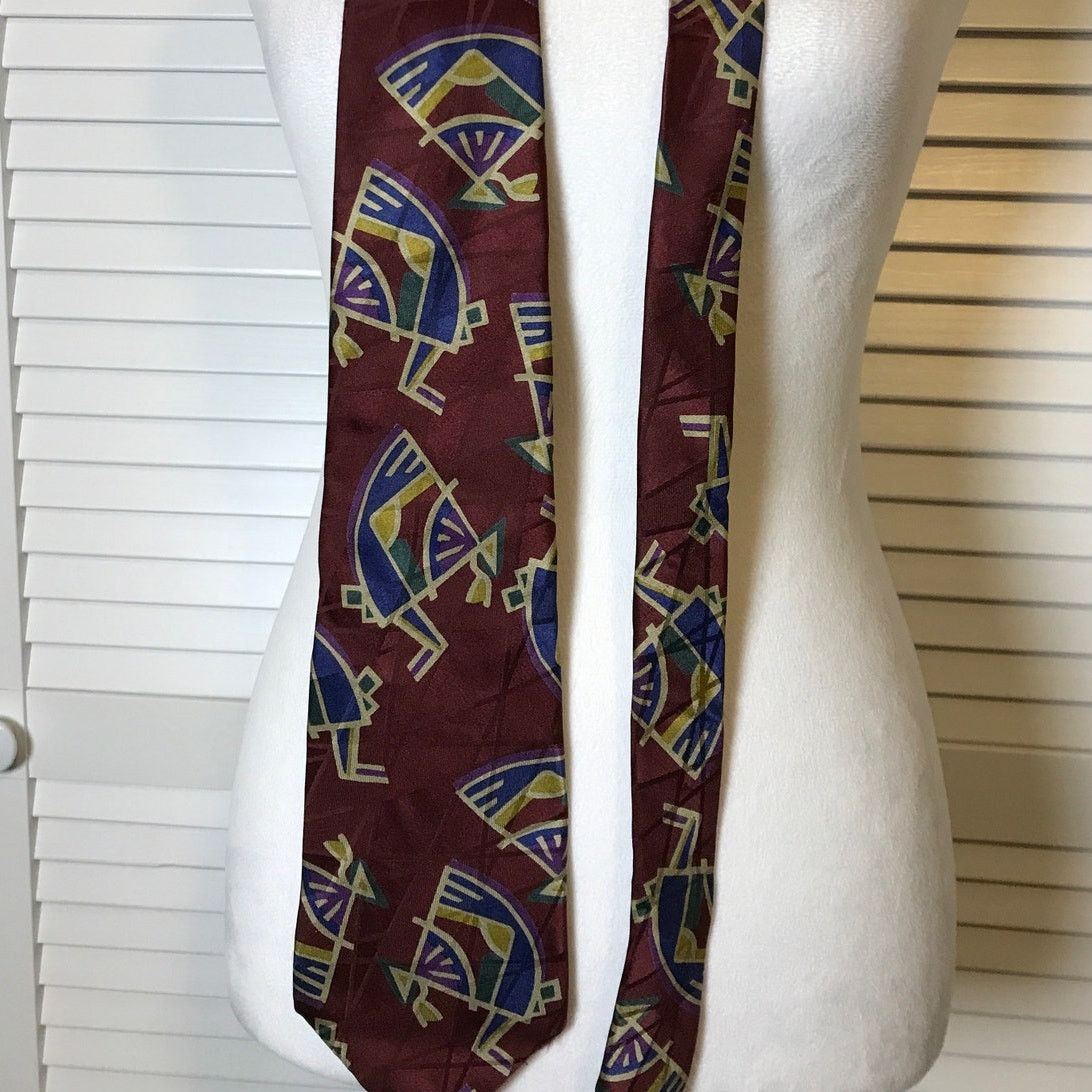 Principe Principe Red Geometric Short Wide Men Necktie Size ONE SIZE - 3 Thumbnail