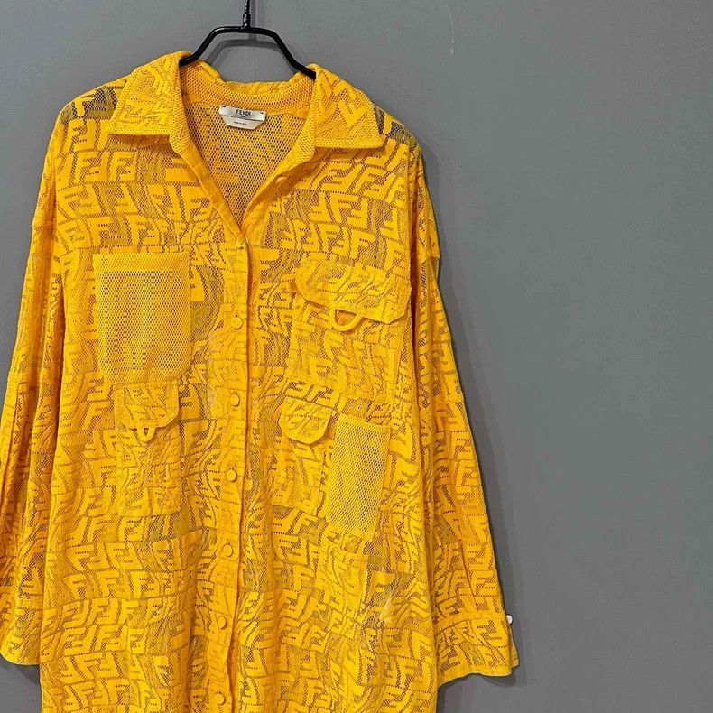 Fendi Fendi Yellow Printed Long Sleeve Cardigan Dress Size M / US 6-8 / IT 42-44 - 2 Thumbnail